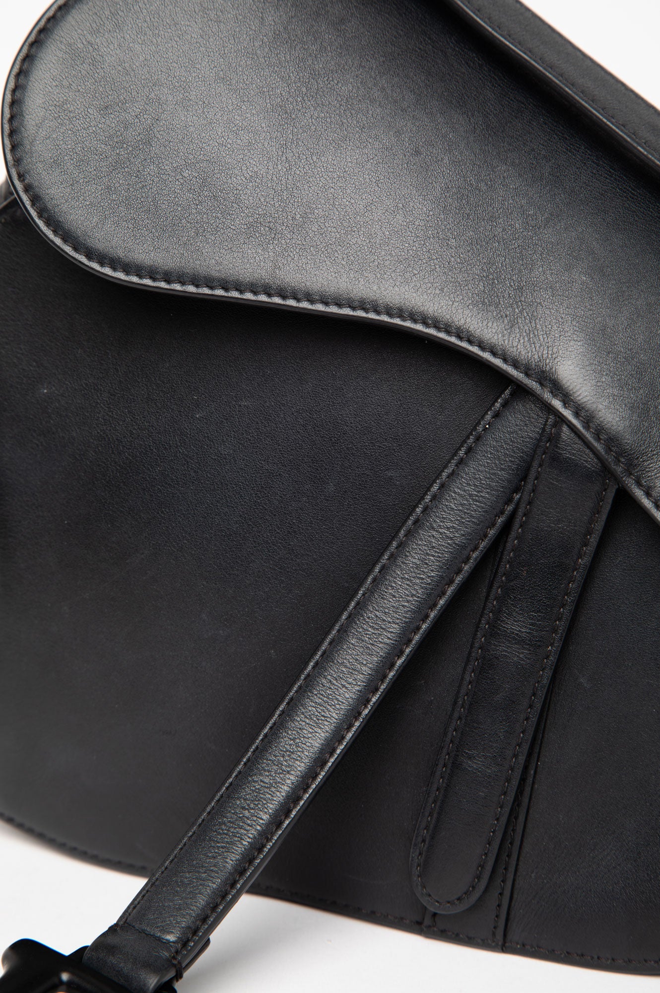 Christian Dior Black Matte Medium Saddle Bag