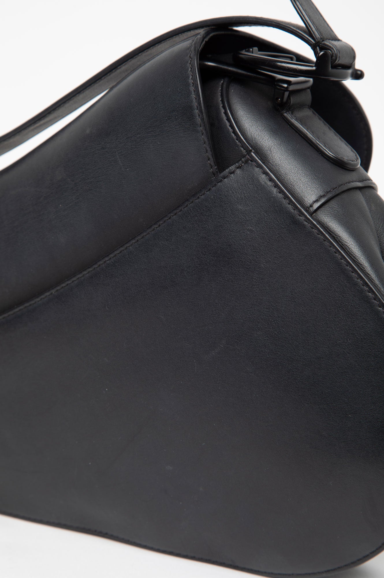 Christian Dior Black Matte Medium Saddle Bag