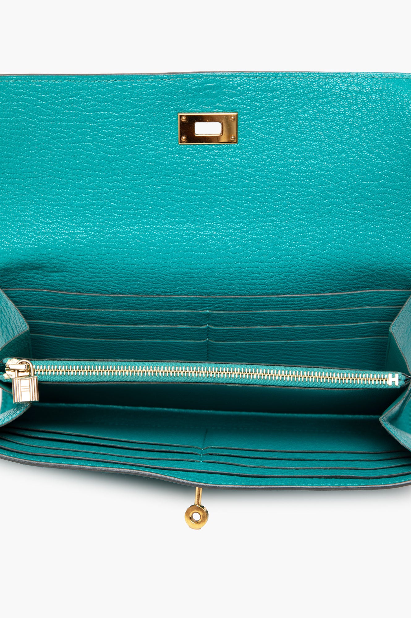 Hermes Vert Jade Kelly Epsom Wallet