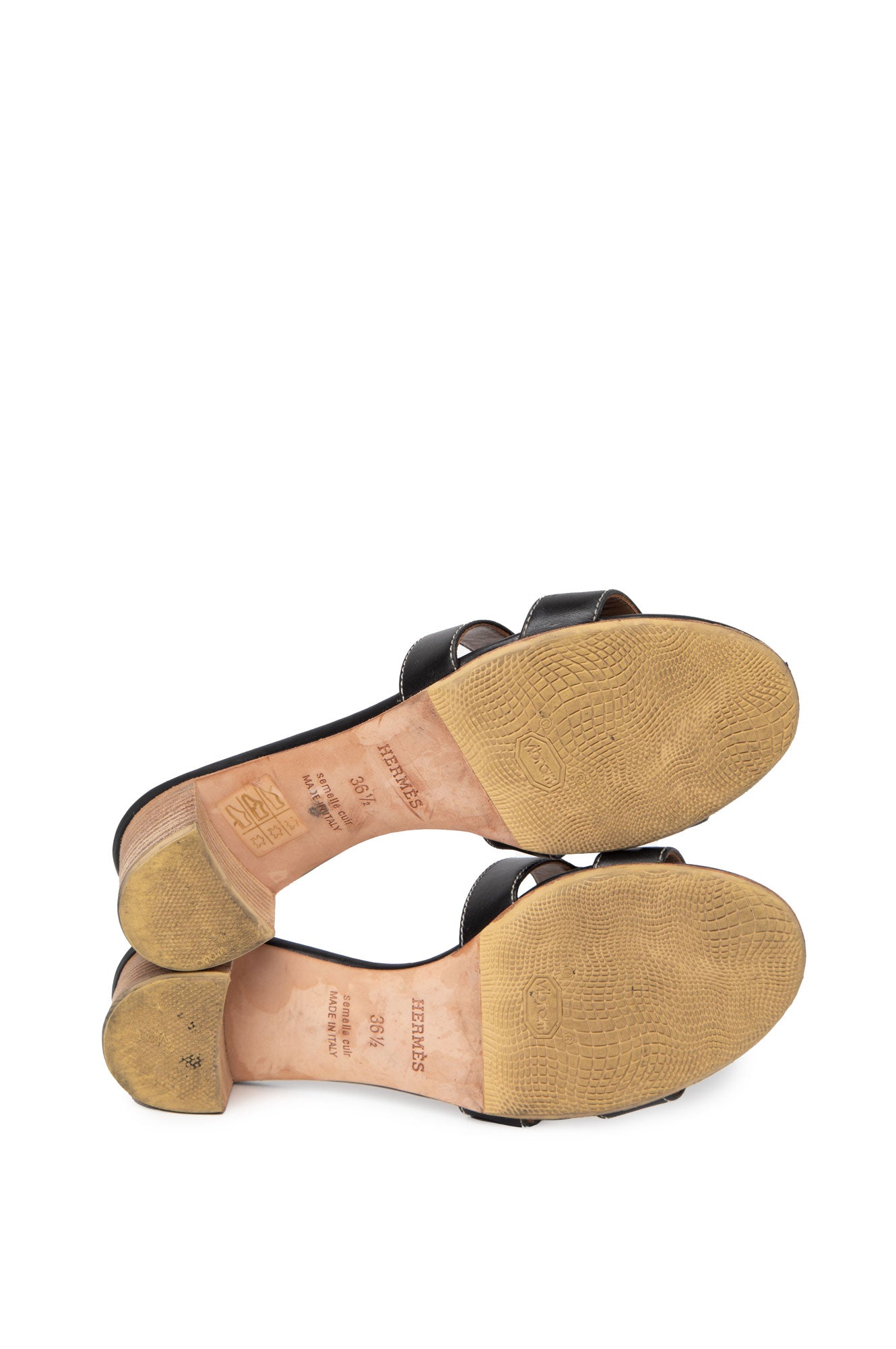 Hermes Black Oasis Sandals Size 36.5