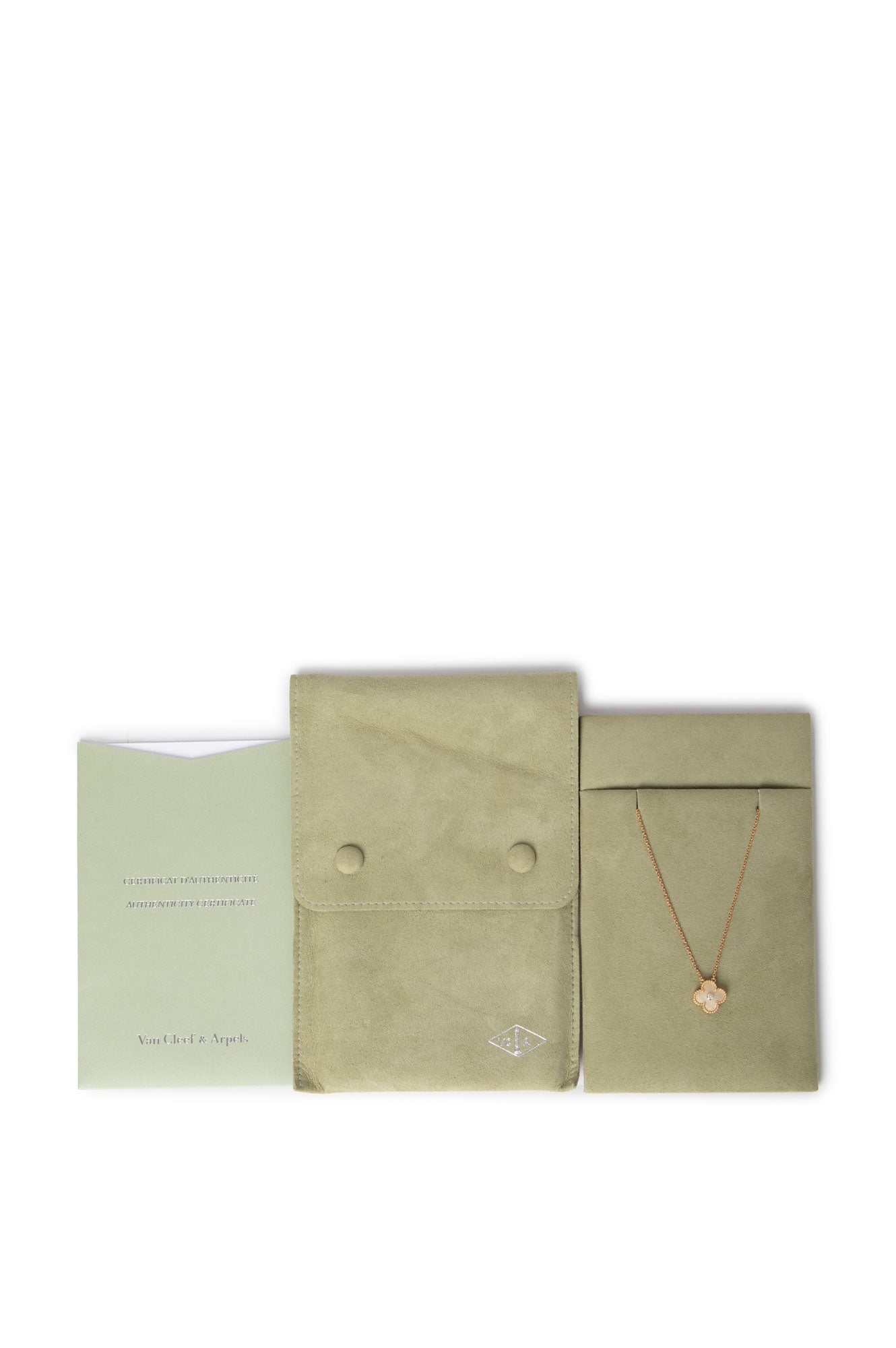 Van Cleef & Arpels Gold With White Pearl and Diamond Necklace