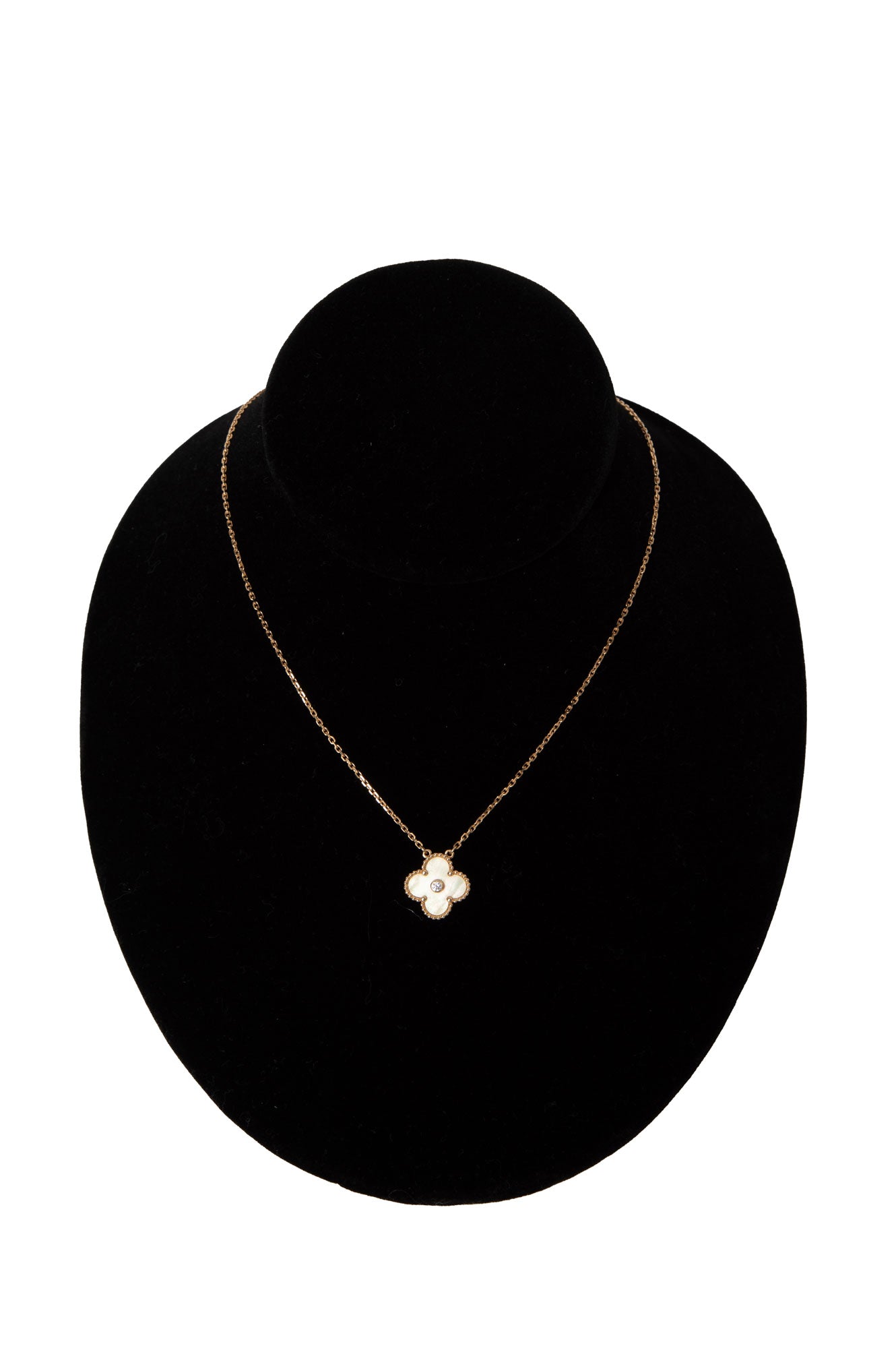 Van Cleef & Arpels Gold With White Pearl and Diamond Necklace