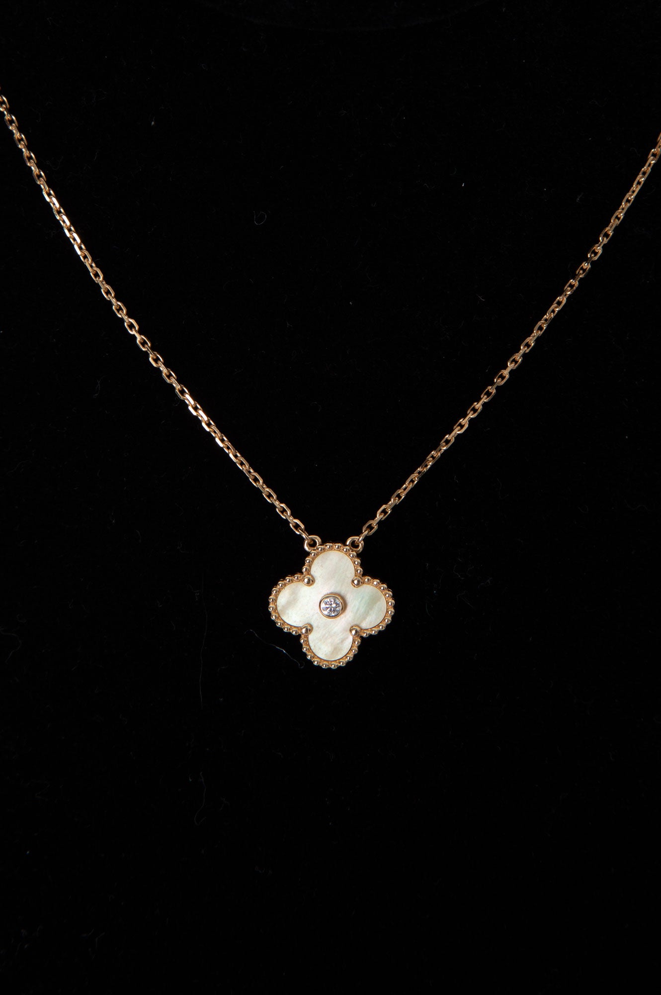 Van Cleef & Arpels Gold With White Pearl and Diamond Necklace