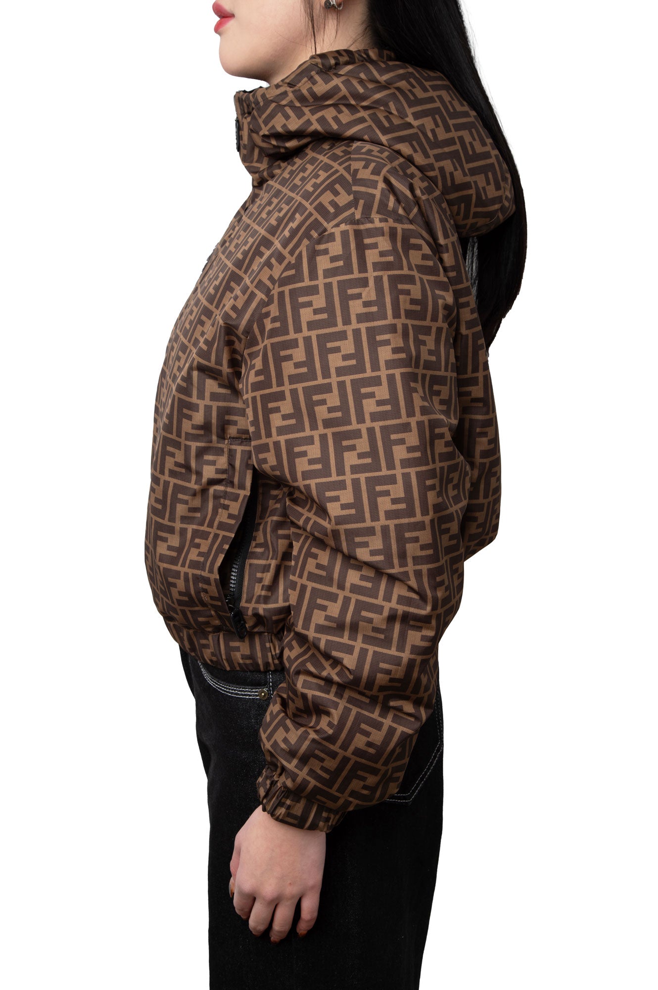 Fendi Brown FF Logo Reversible Jacket Size XS