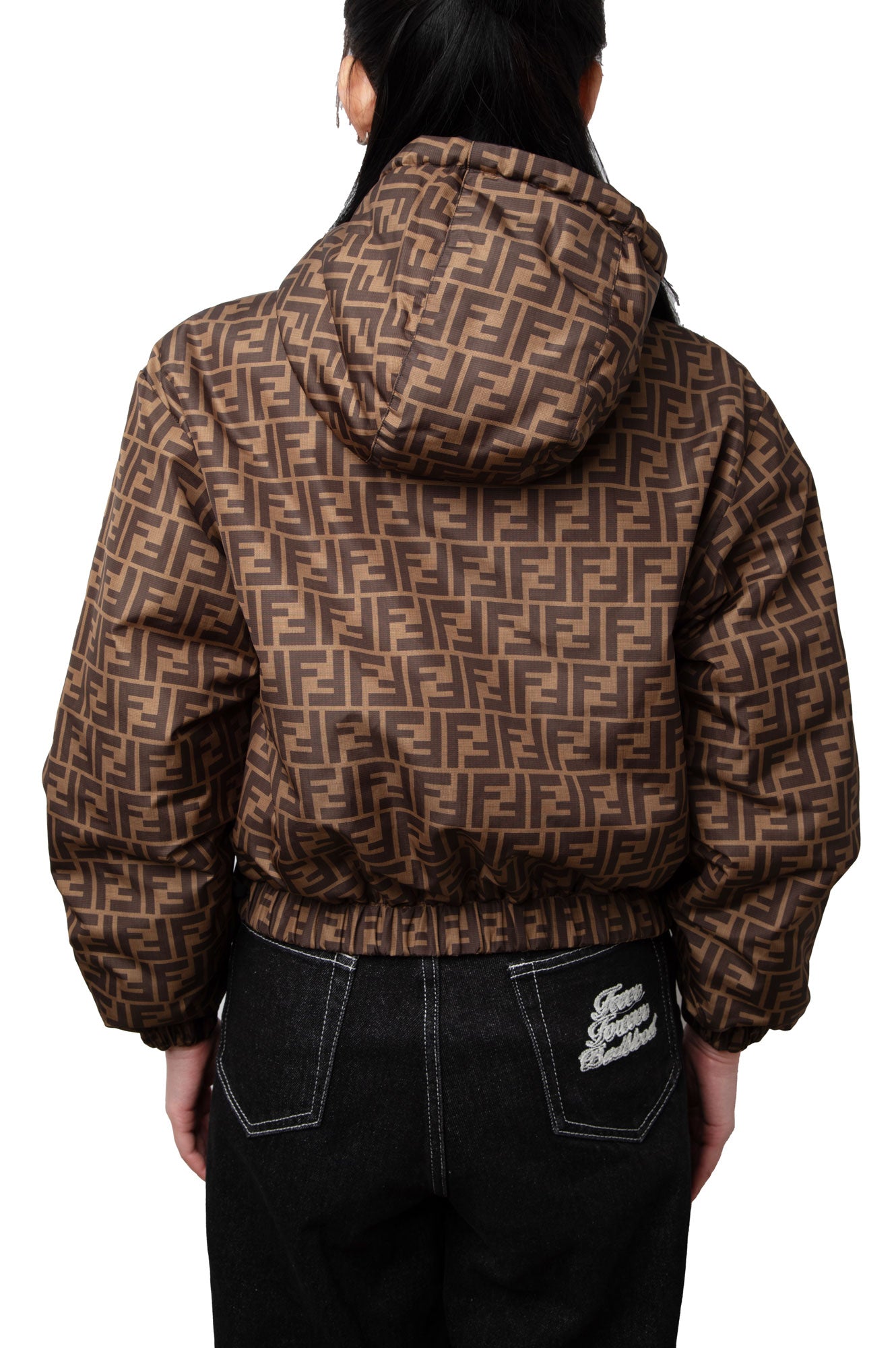 Fendi Brown FF Logo Reversible Jacket Size XS
