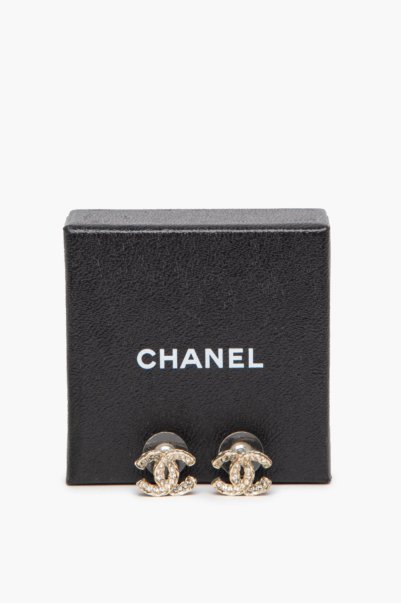 Chanel CC Rhinestone Gold Earrings