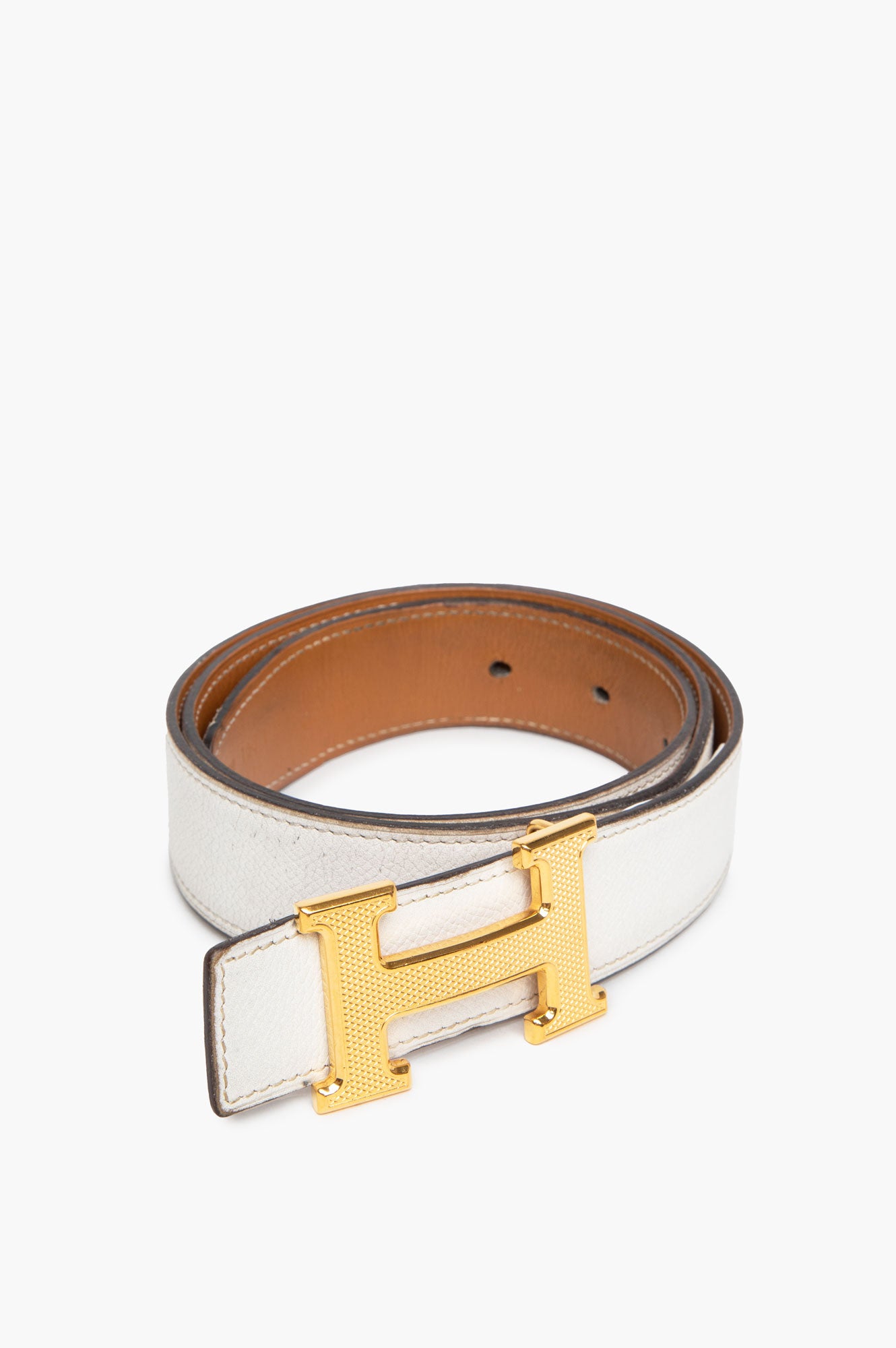 Hermes Reversible 32mm H Strié Belt Size 90