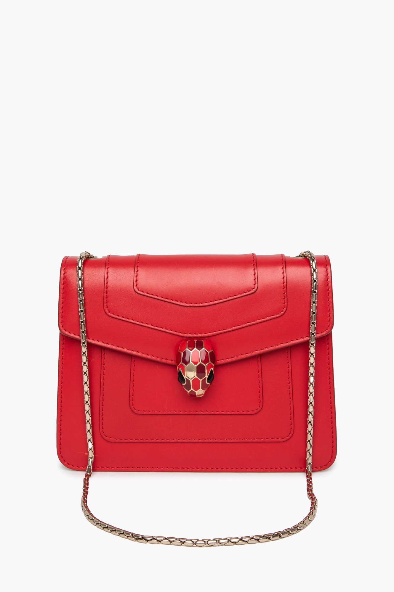 BVLGARI Serpenti Forever Red Calf Leather Small Crossbody Bag