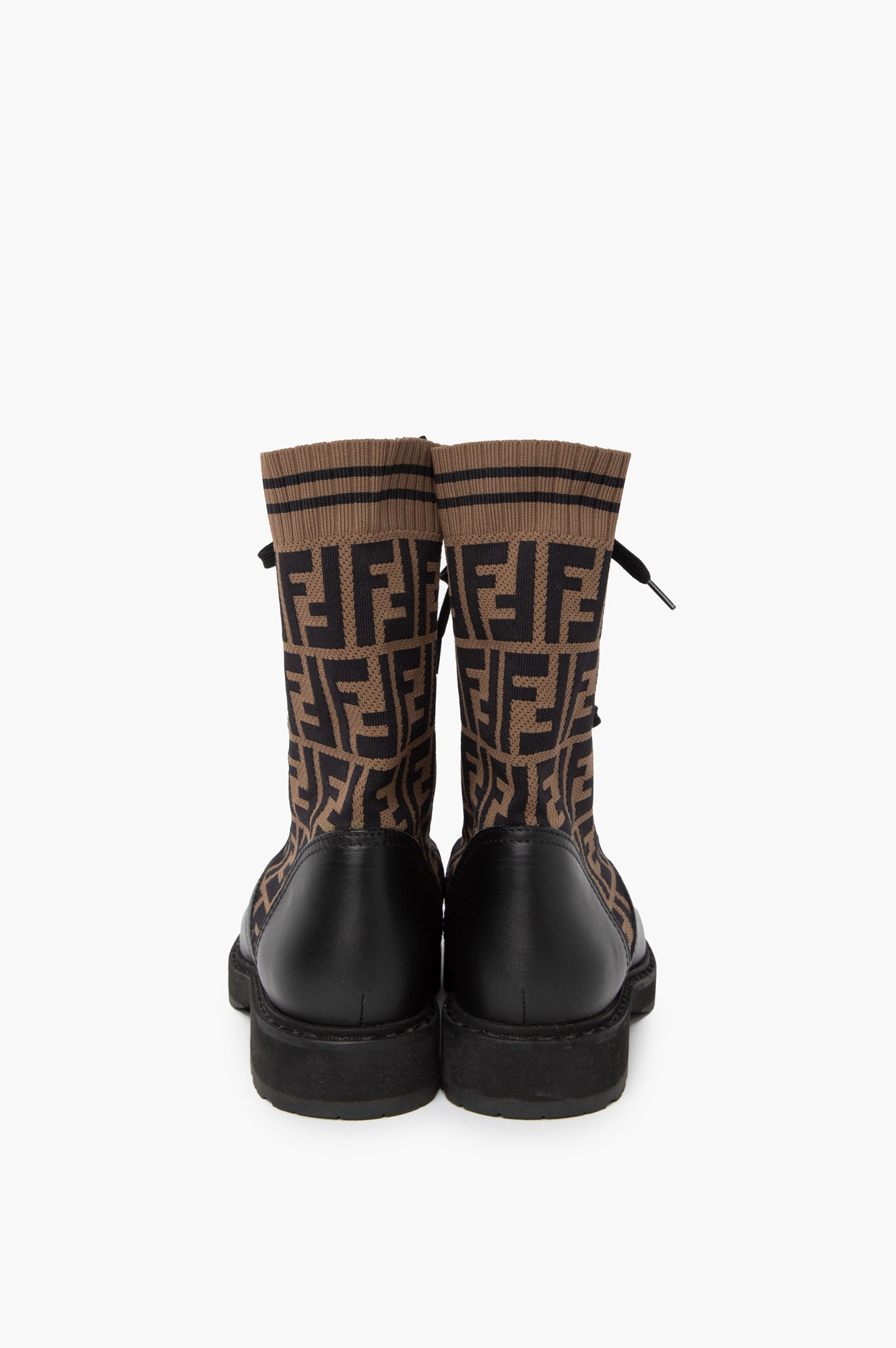 Fendi Monogram Black Leather Boots Size 36.5