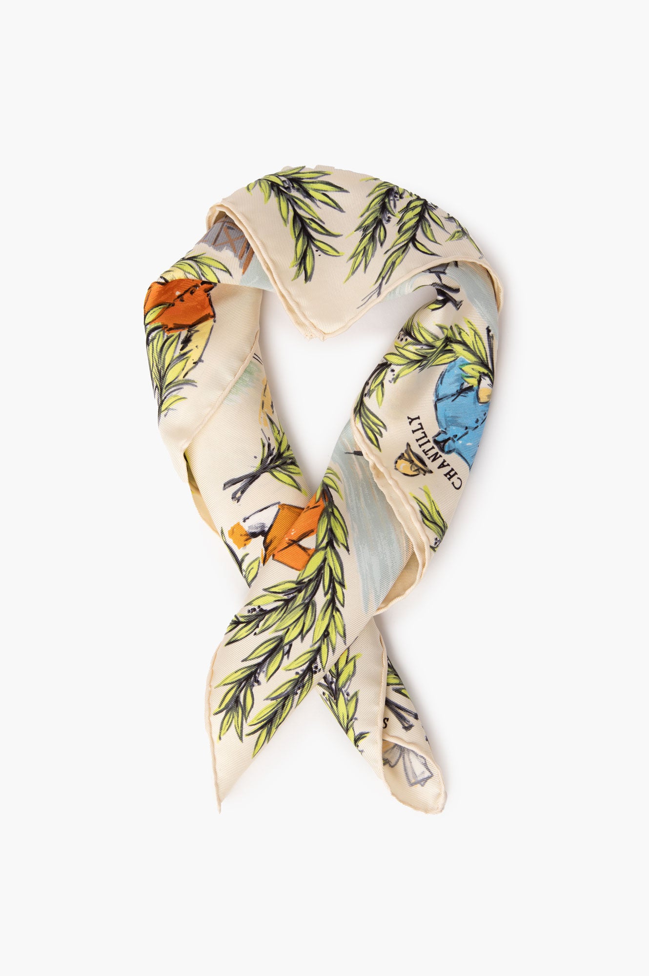 Hermes Beige Chantilly Maurice Taquoy Scarf 45*45