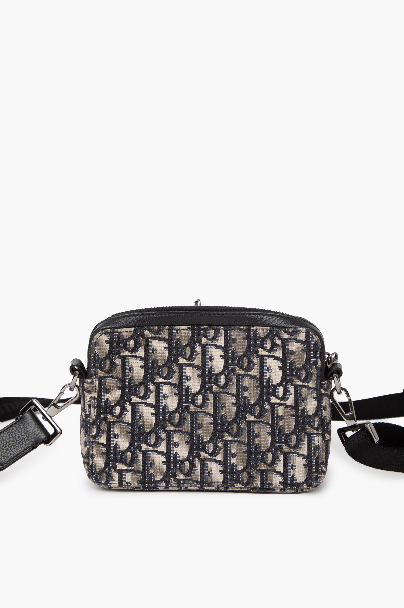 Christian Dior Blue Oblique Double Zip Messenger Bag