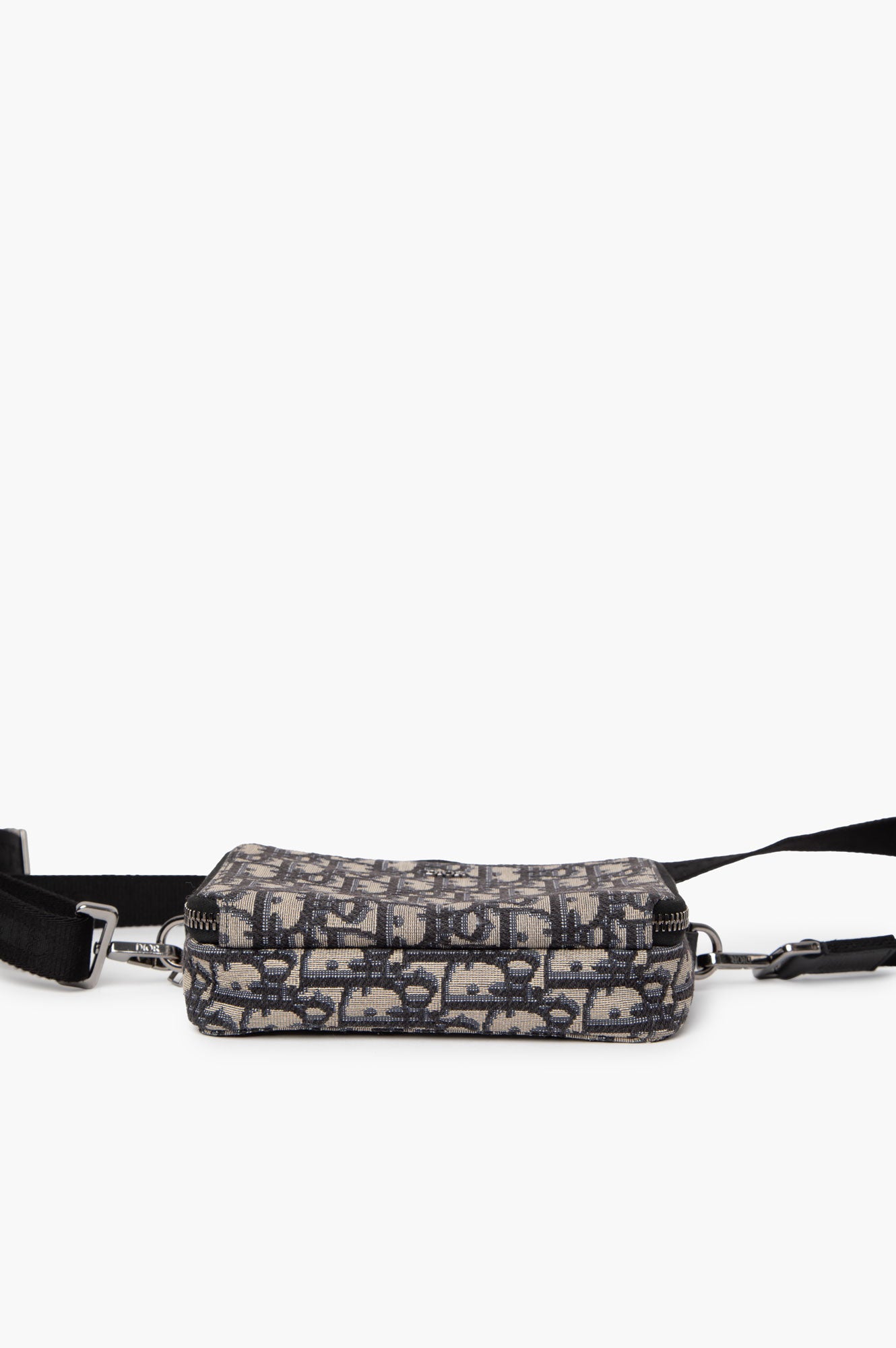 Christian Dior Blue Oblique Double Zip Messenger Bag