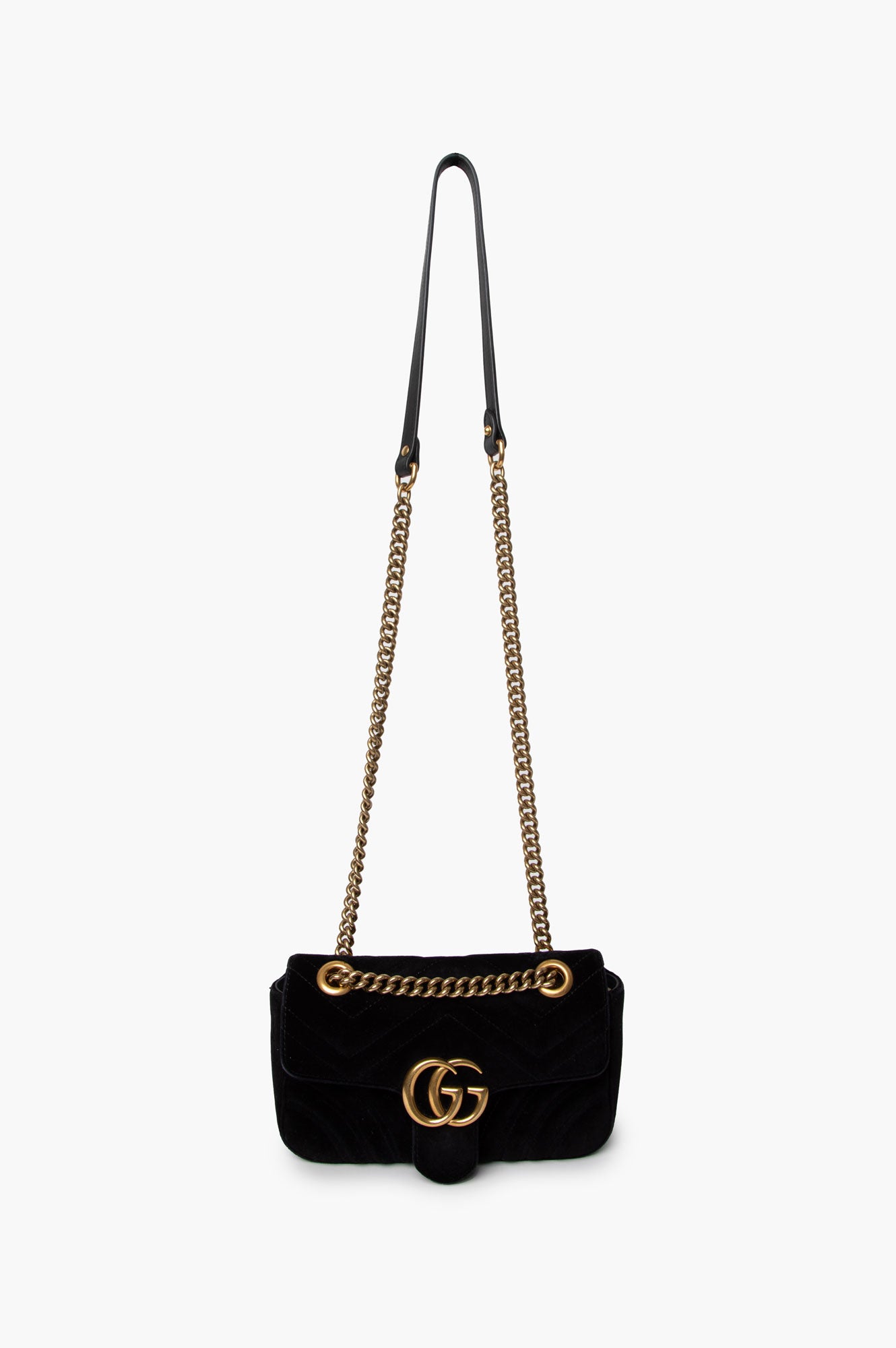 Gucci Black GG Marmont Mini Velvet Bag