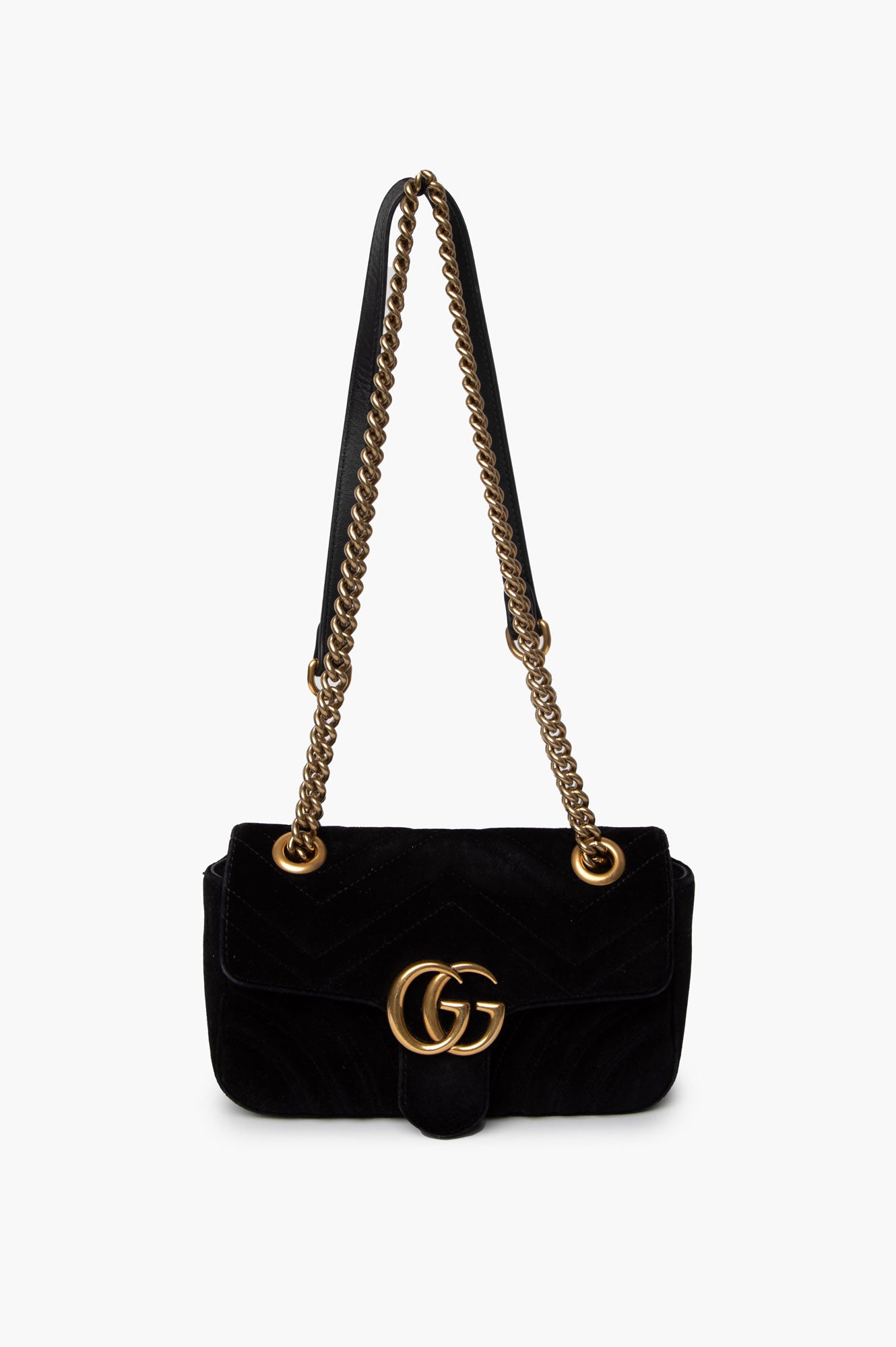 Gucci Black GG Marmont Mini Velvet Bag