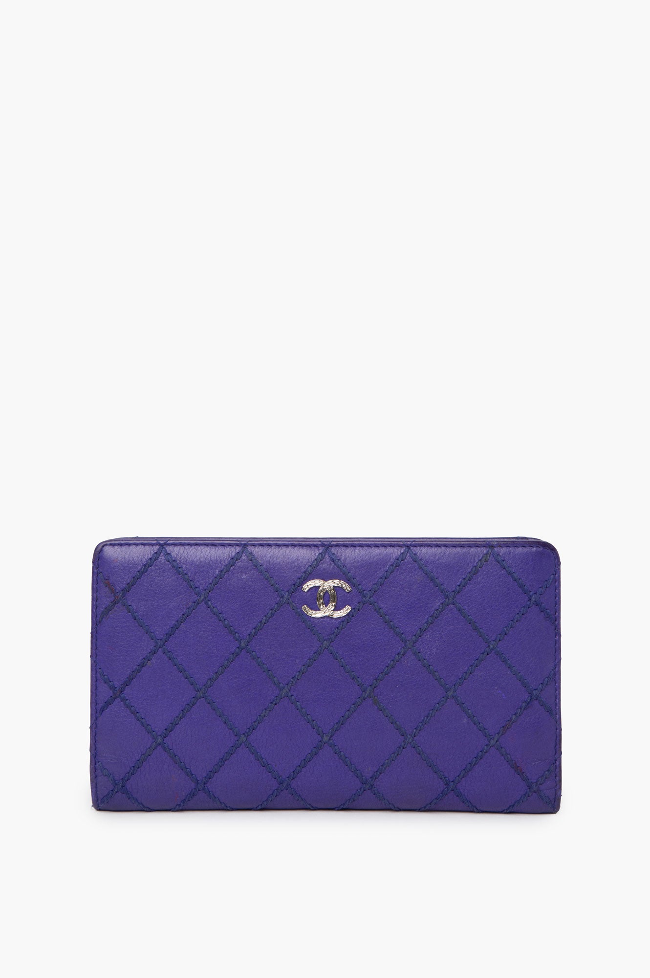 Chanel 2014 Purple Wild Stitches Long Wallet