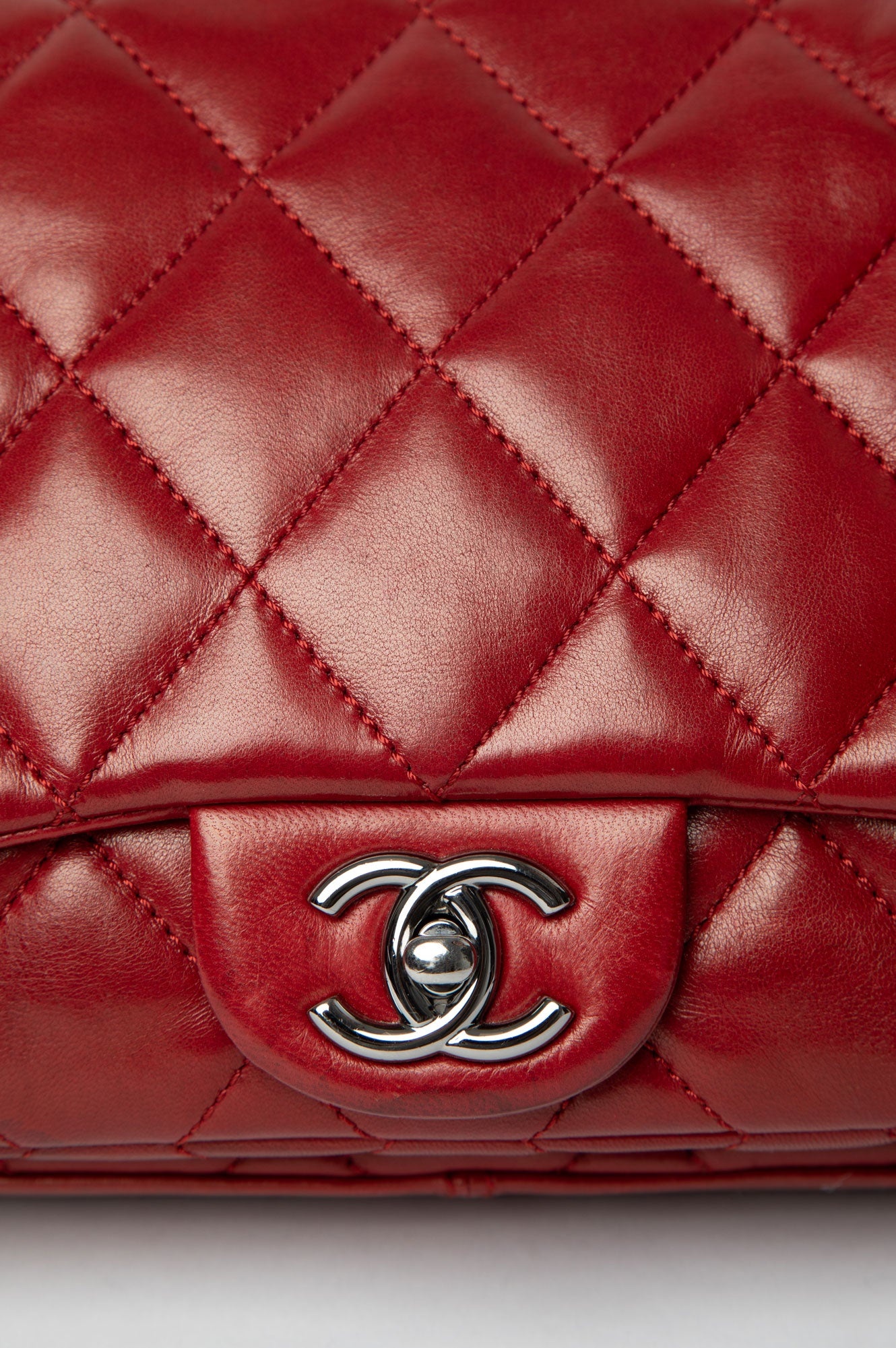 Chanel 2012 Red Lambskin Flap Bag