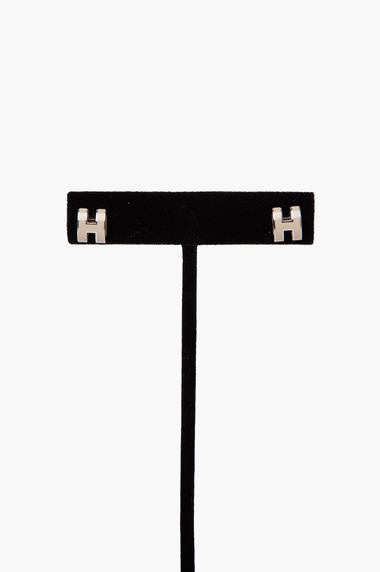 Hermes Silver and Grey Mini Pop H Earrings