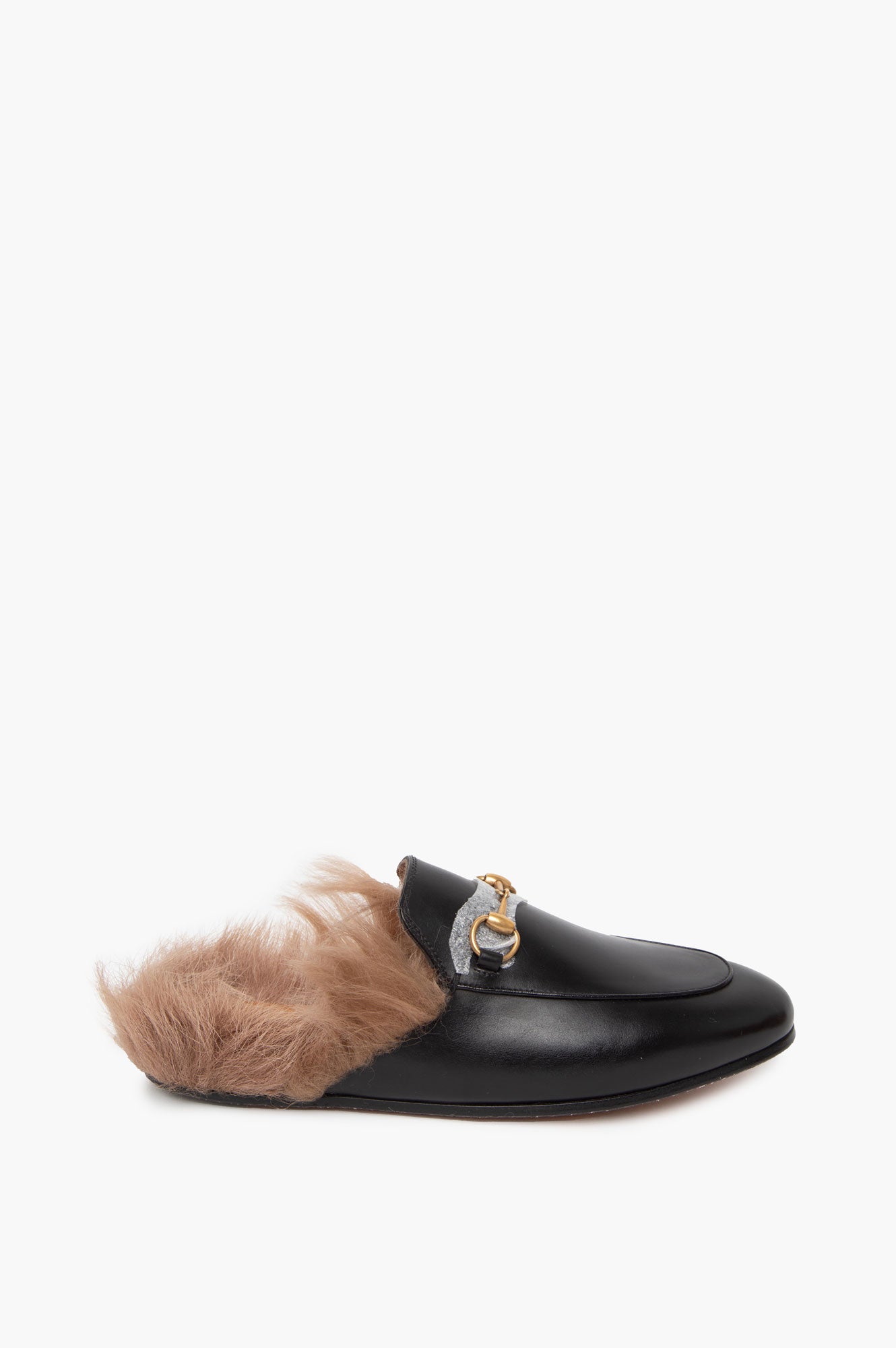 Gucci Princetown Fur Mules Black Size 37