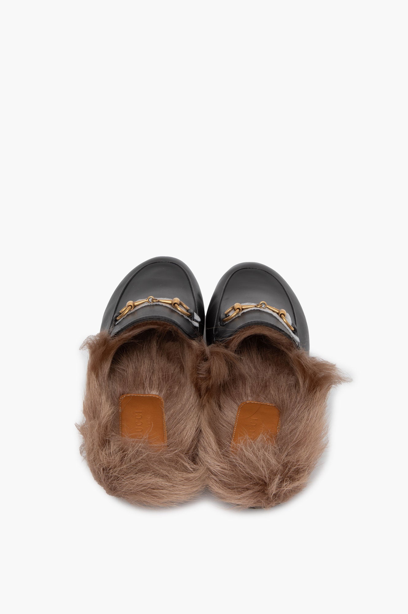 Gucci Princetown Fur Mules Black Size 37