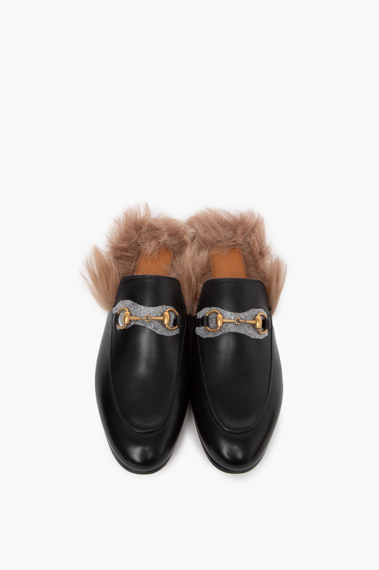 Gucci Princetown Fur Mules Black Size 37