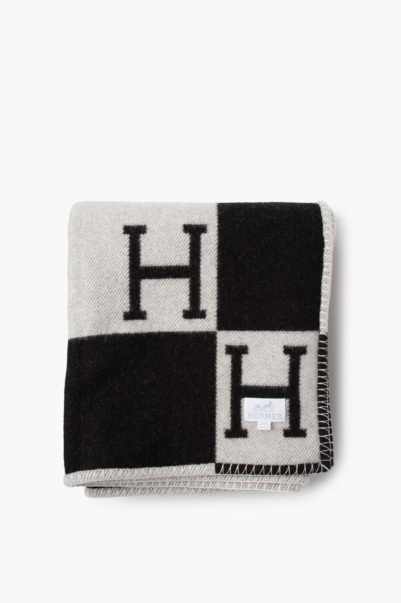 Hermes Black/White Avalon H Throw Blanket