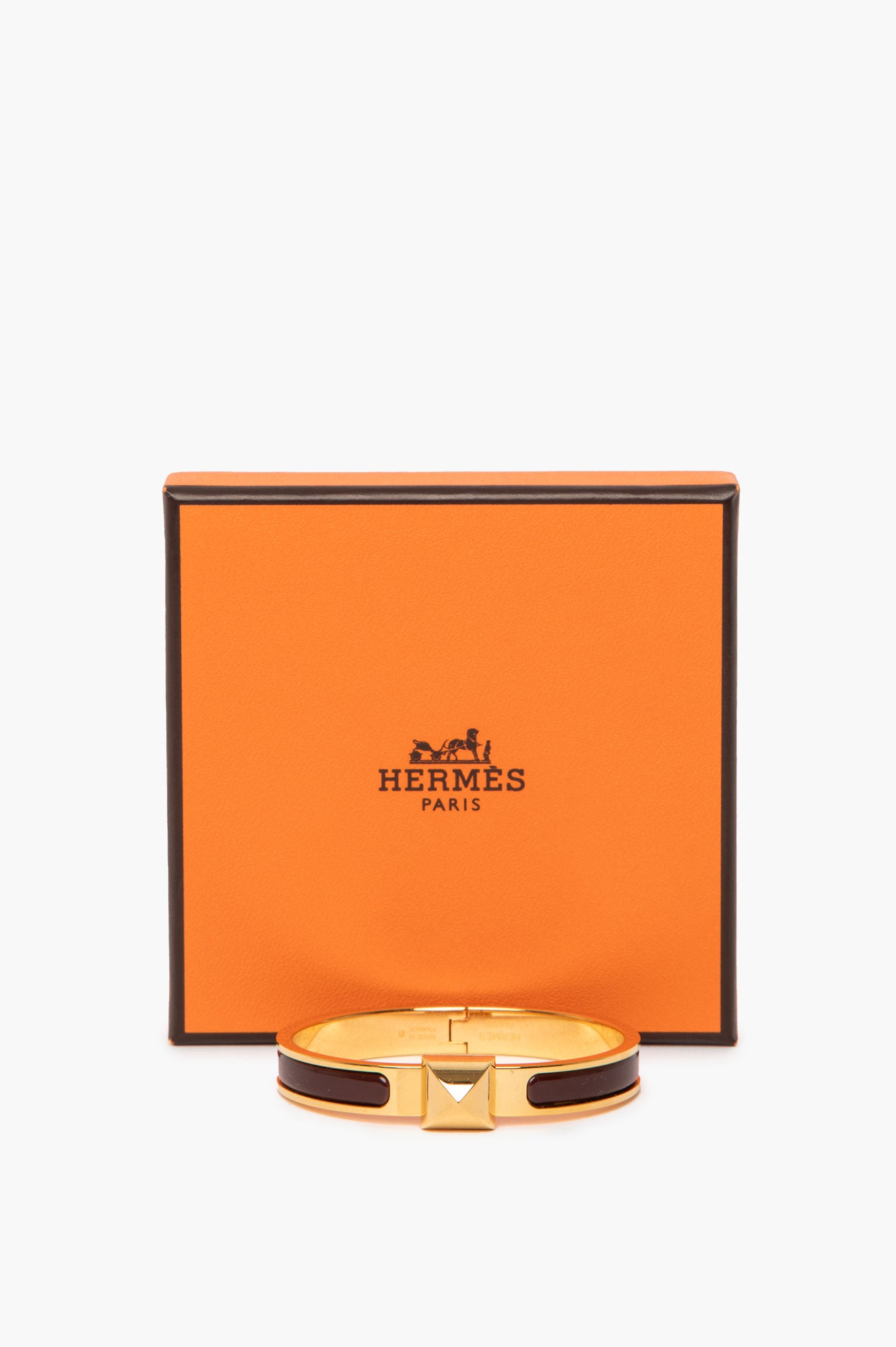 Hermès Yellow Gold Plated Cacao Mini Clic Medor Bracelet