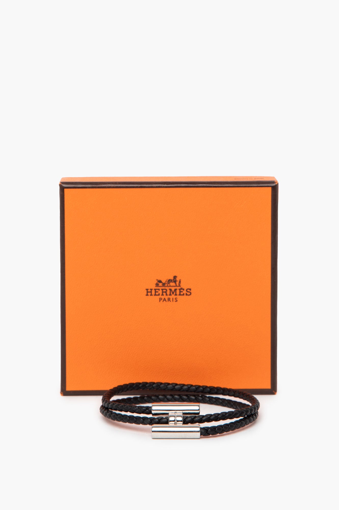 Hermès Black Tournis Tresse Bracelet