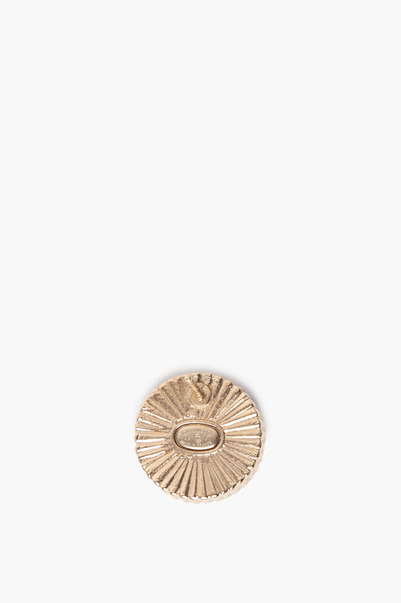 Chanel A/W21 Goldtone Black Resin CC Logo Stud Earrings