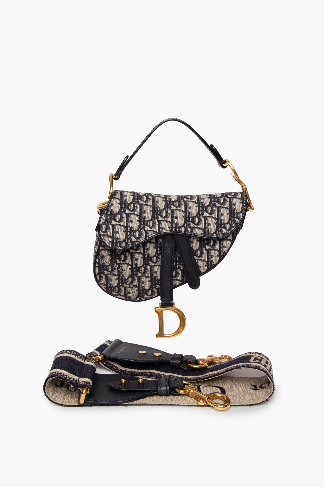 Christian Dior Saddle Oblique Mini Bag With Strap