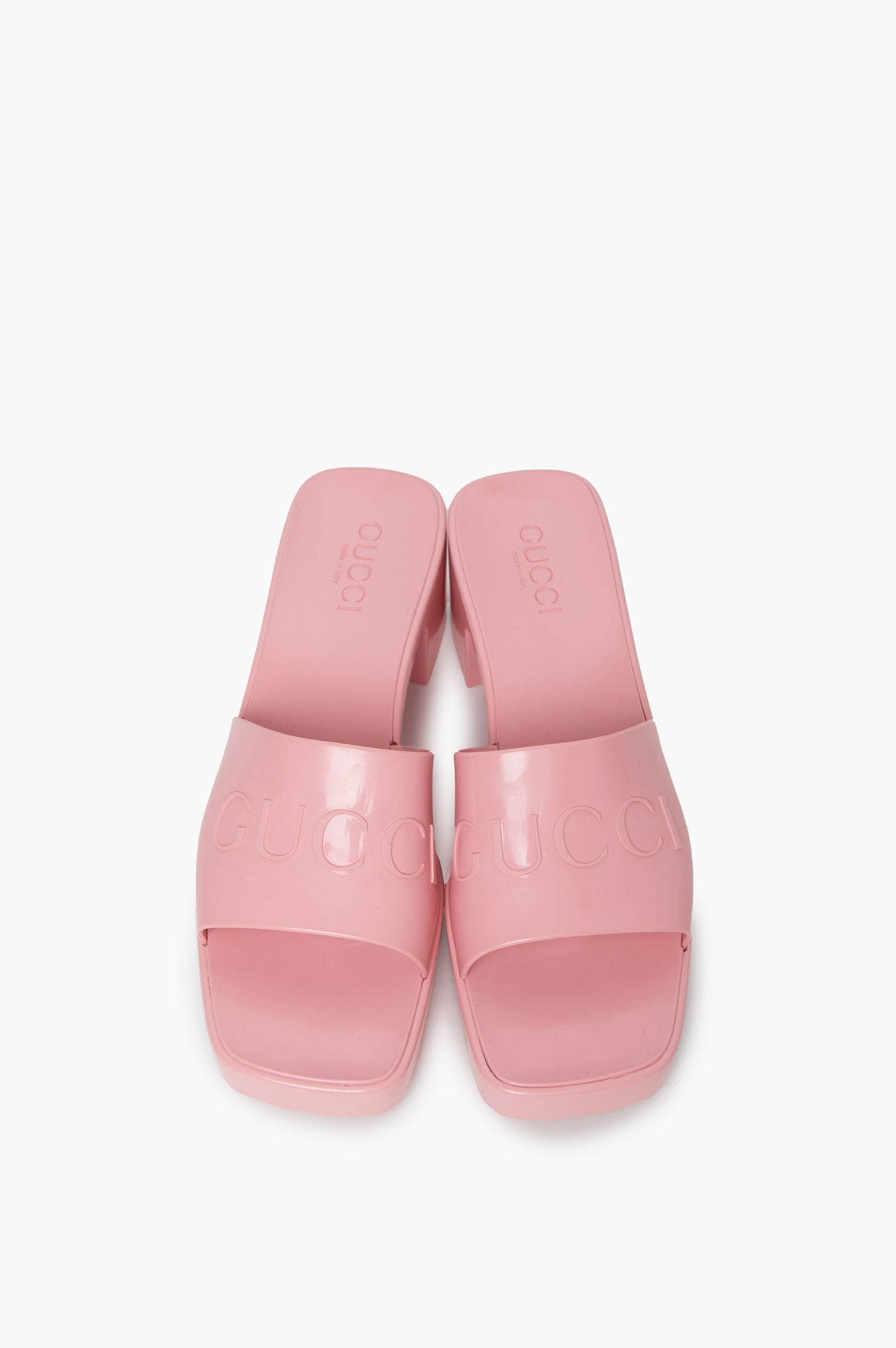 Gucci Pink Rubber Sandals Size 39