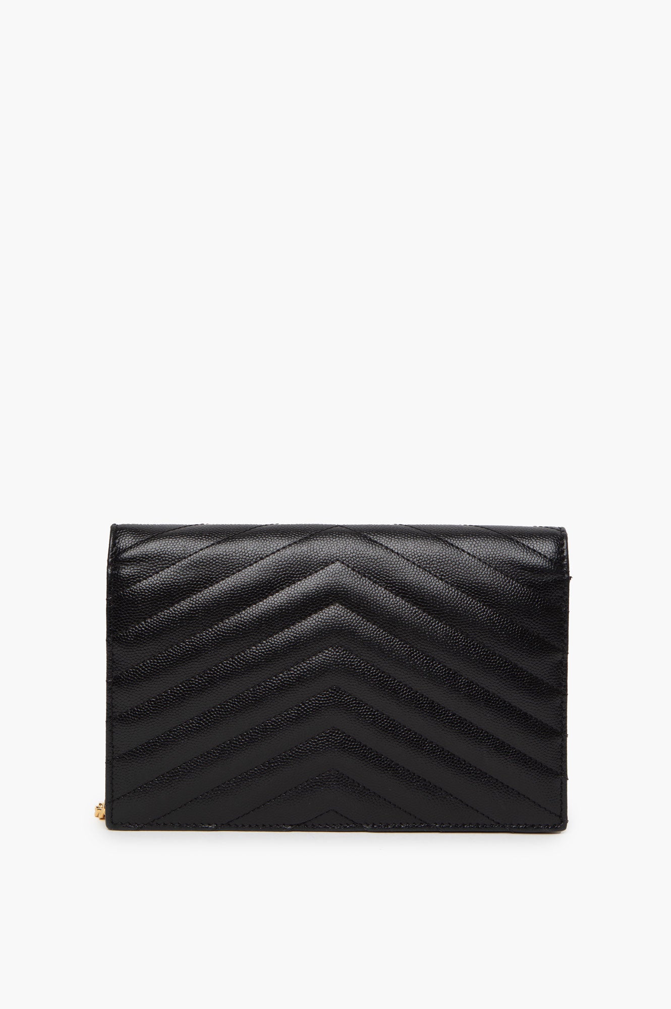 Saint Laurent Black Leather Classic Wallet On Chain