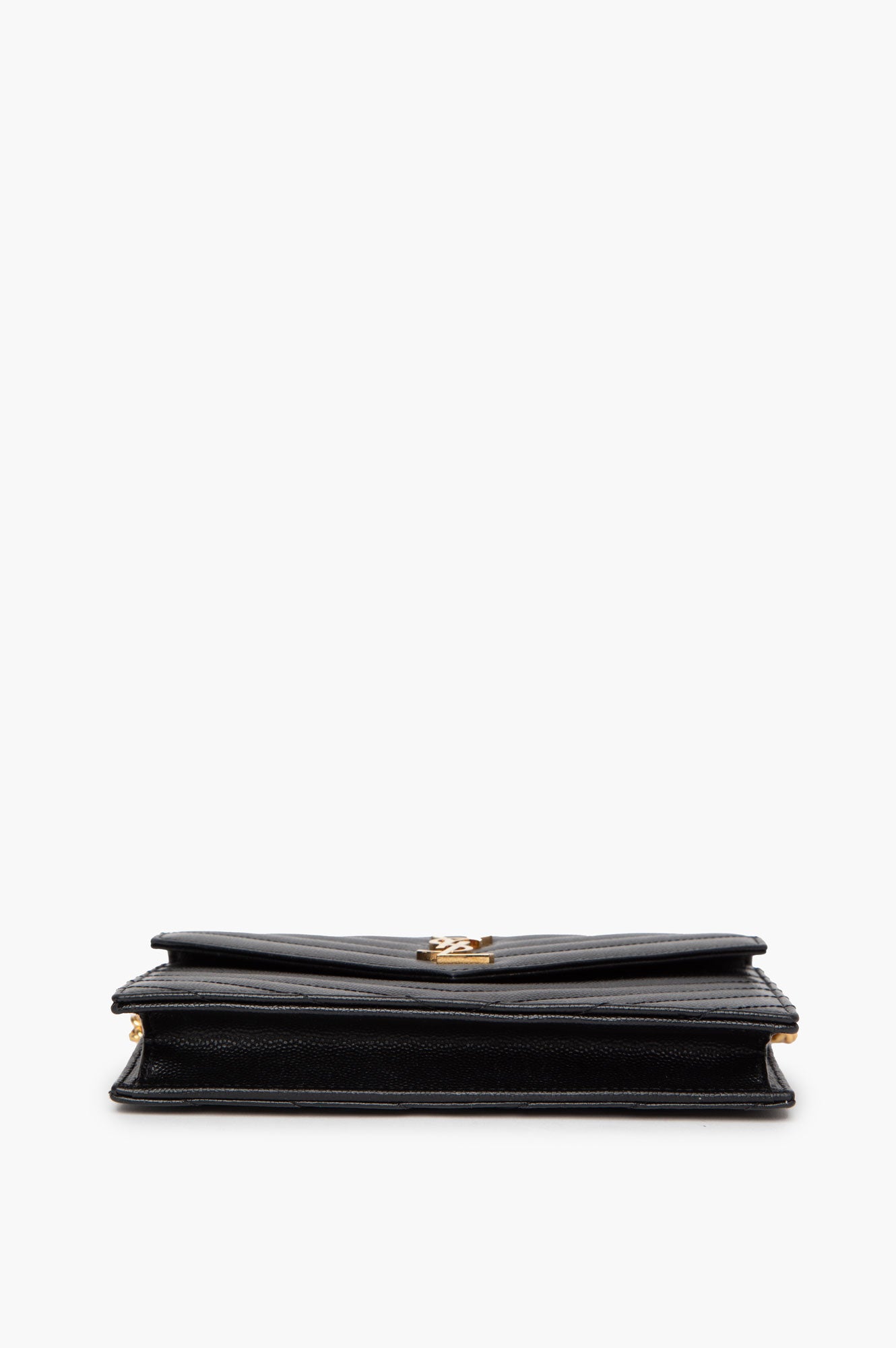 Saint Laurent Black Leather Classic Wallet On Chain