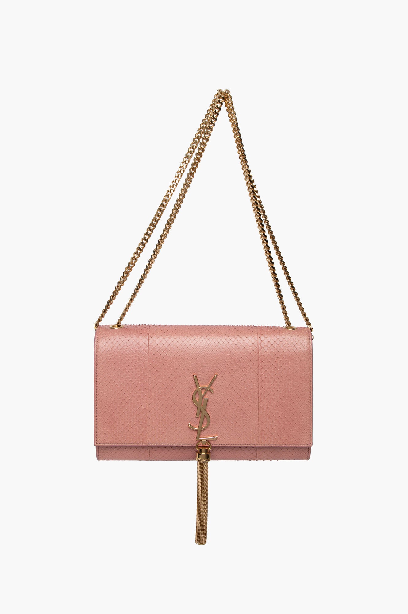 Saint Laurent Medium Rose Pink Python Kate Tassel Crossbody Bag