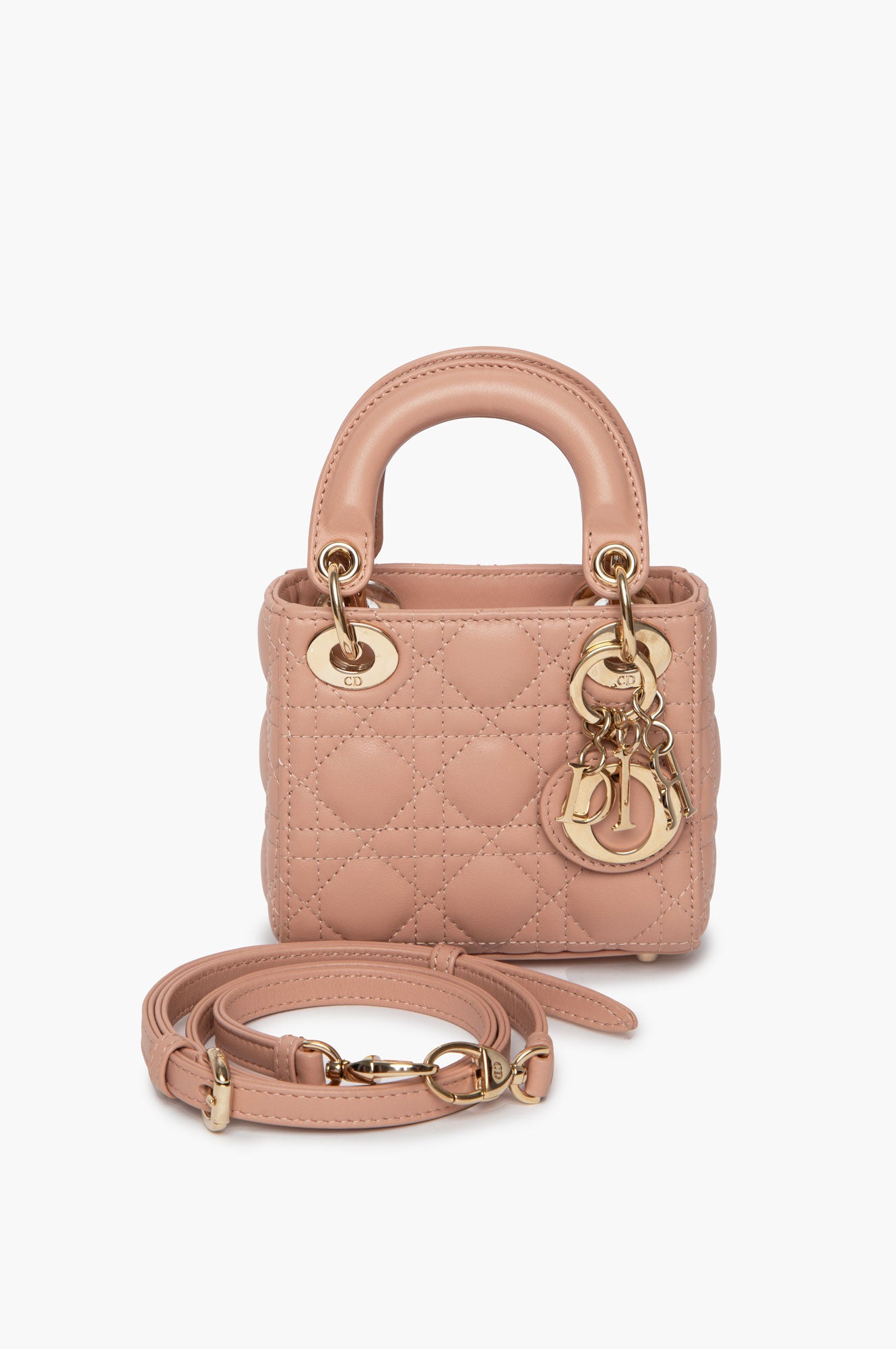 Christian Dior Lady Dior Rose des Vents Cannage Micro Bag