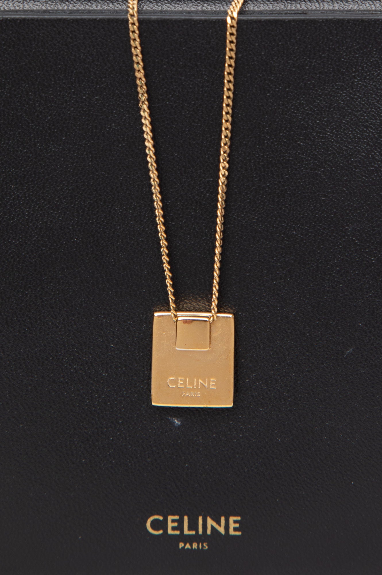Celine Alphabet J Necklace in Brass with Gold finish