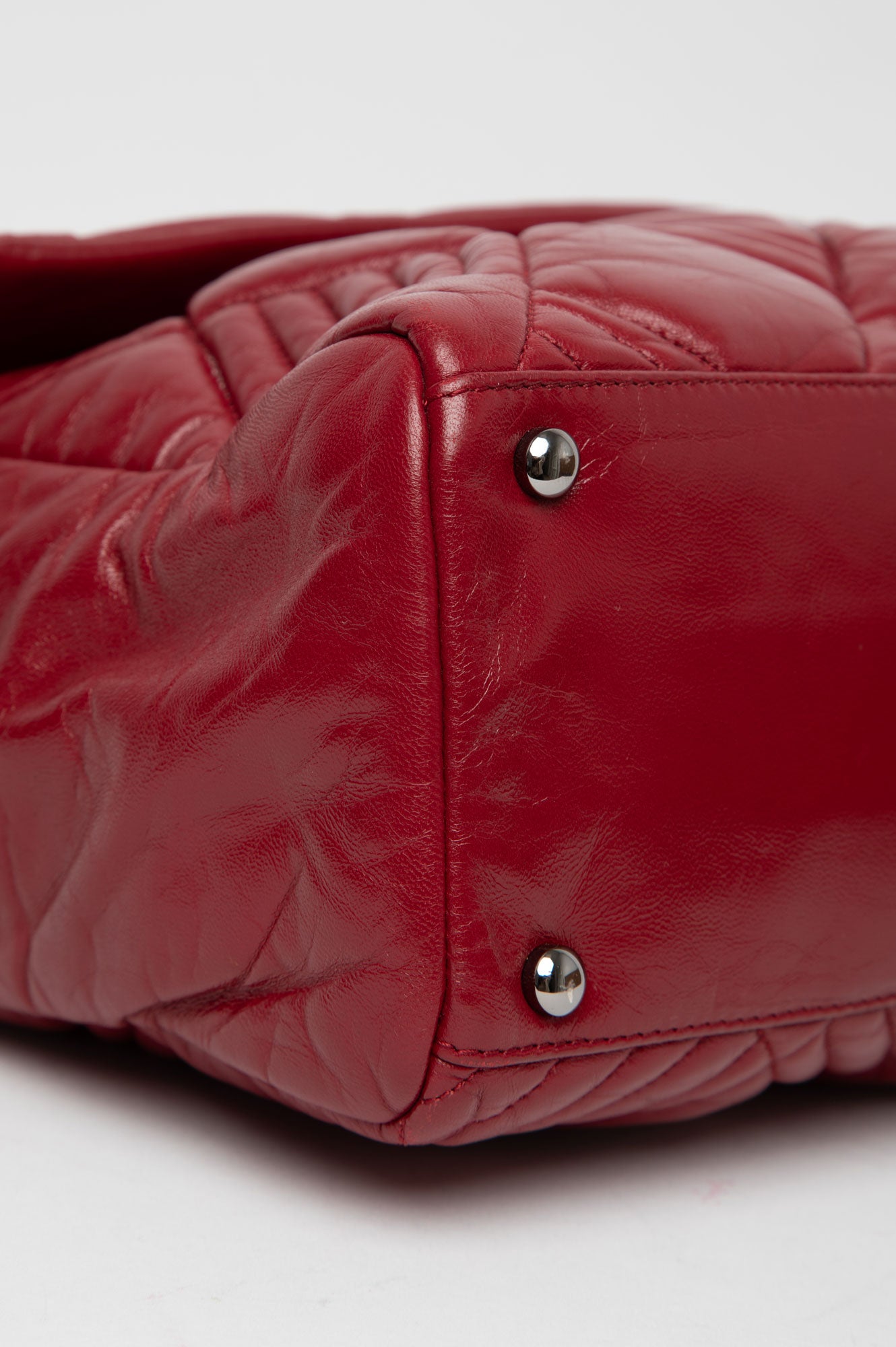 Chanel Lambskin In And Out Maxi Flap Red Shoulder Bag