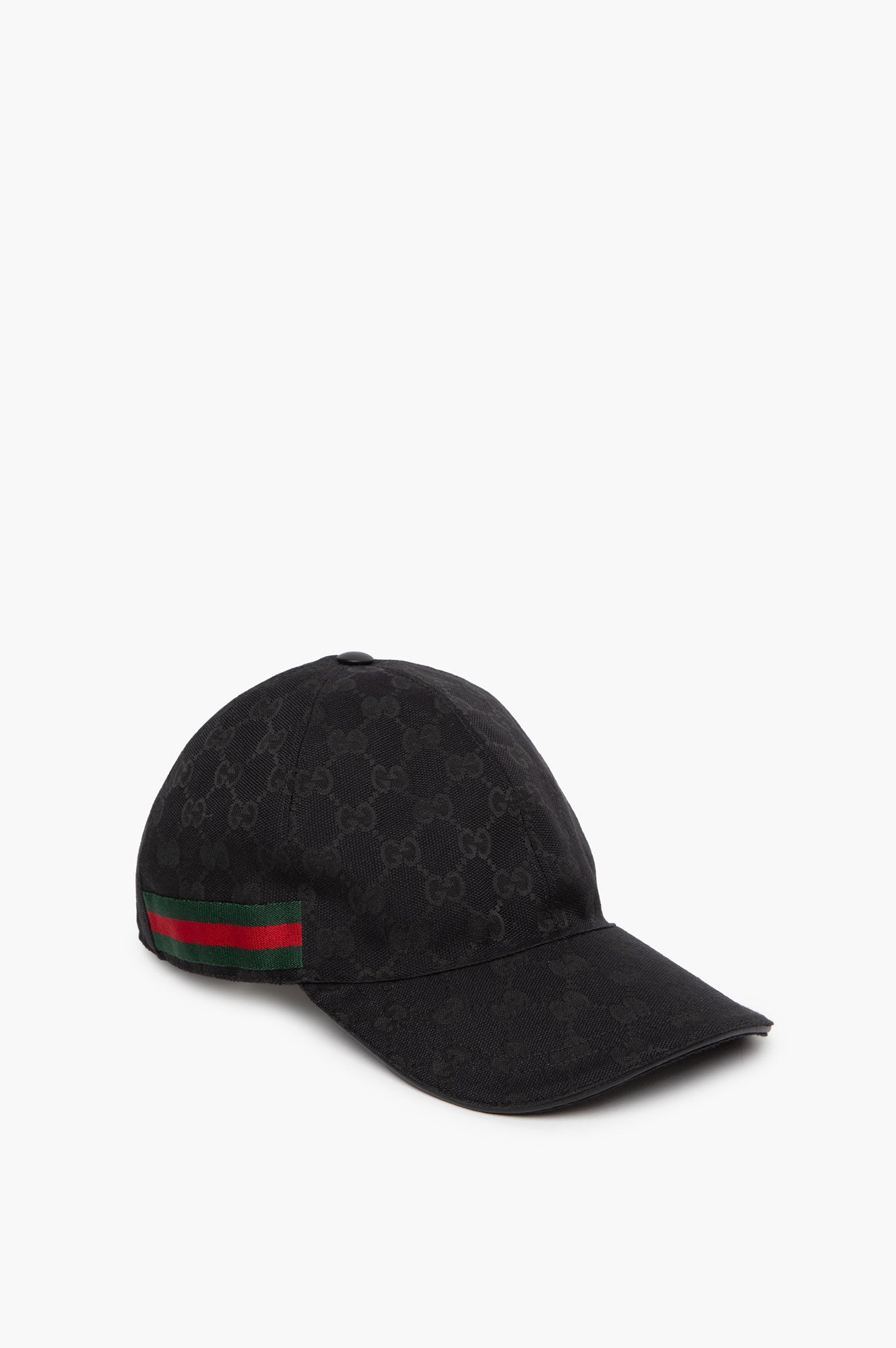 Gucci GG Canvas Black Baseball Hat With Web