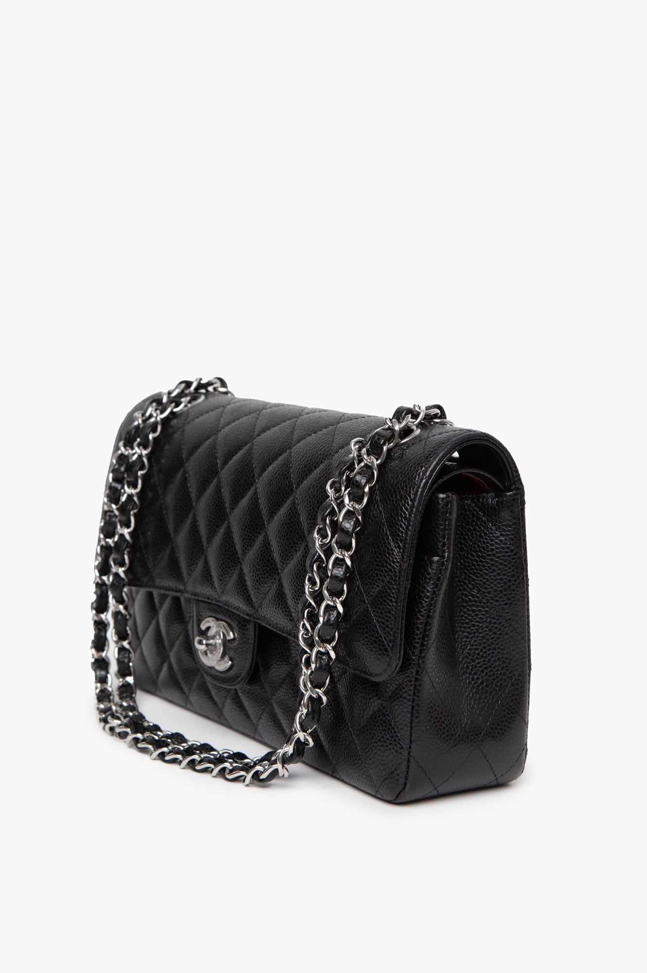 Chanel 2022 Black Caviar Classic Double Flap SHW