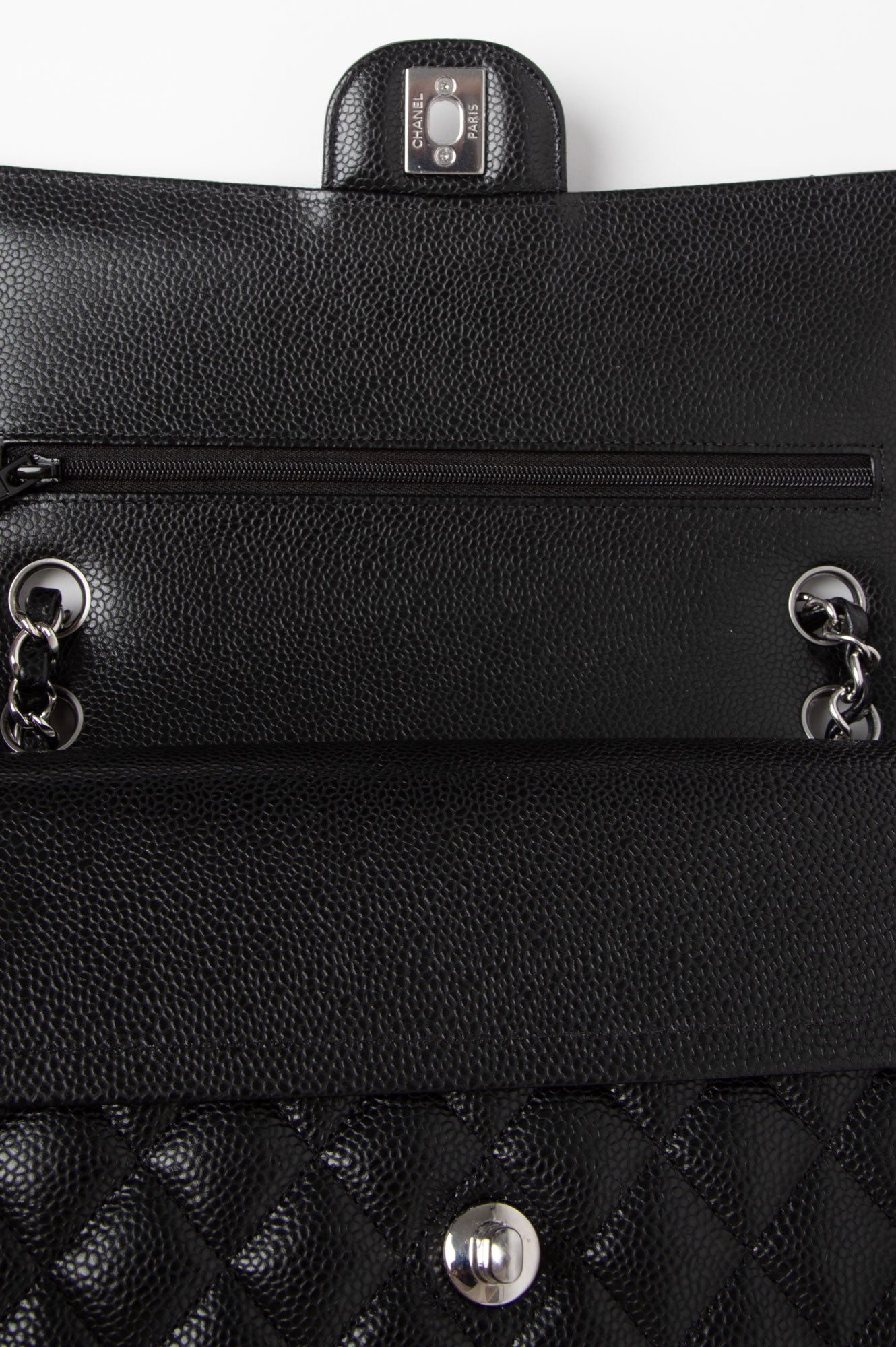 Chanel 2022 Black Caviar Classic Double Flap SHW