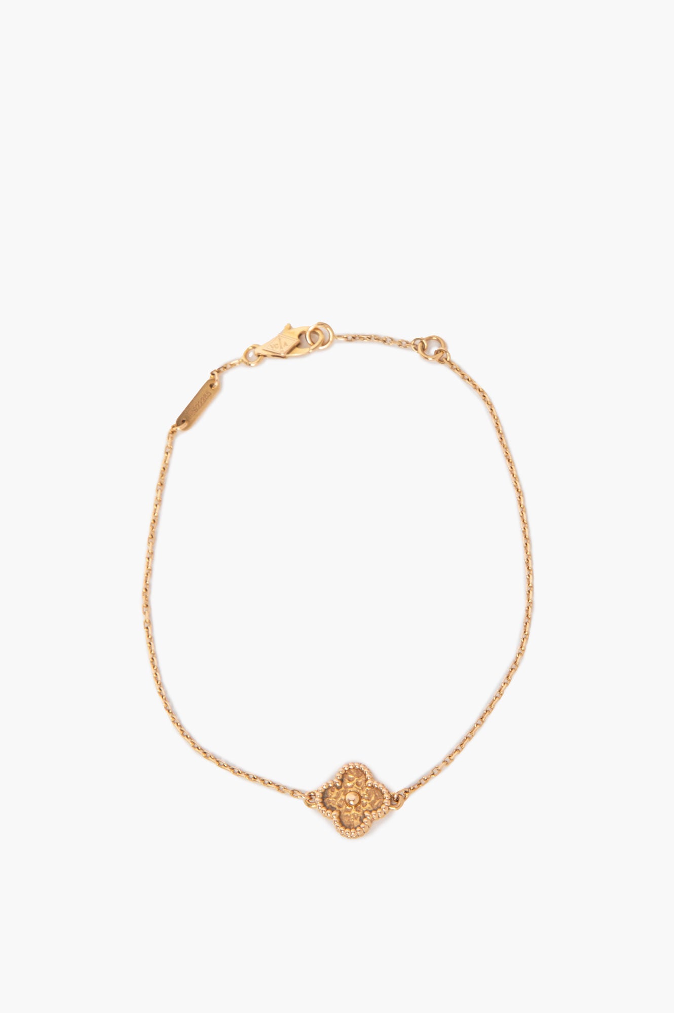 Van Cleef & Arpels Sweet Alhambra Single Hammered 18k Gold Bracelet