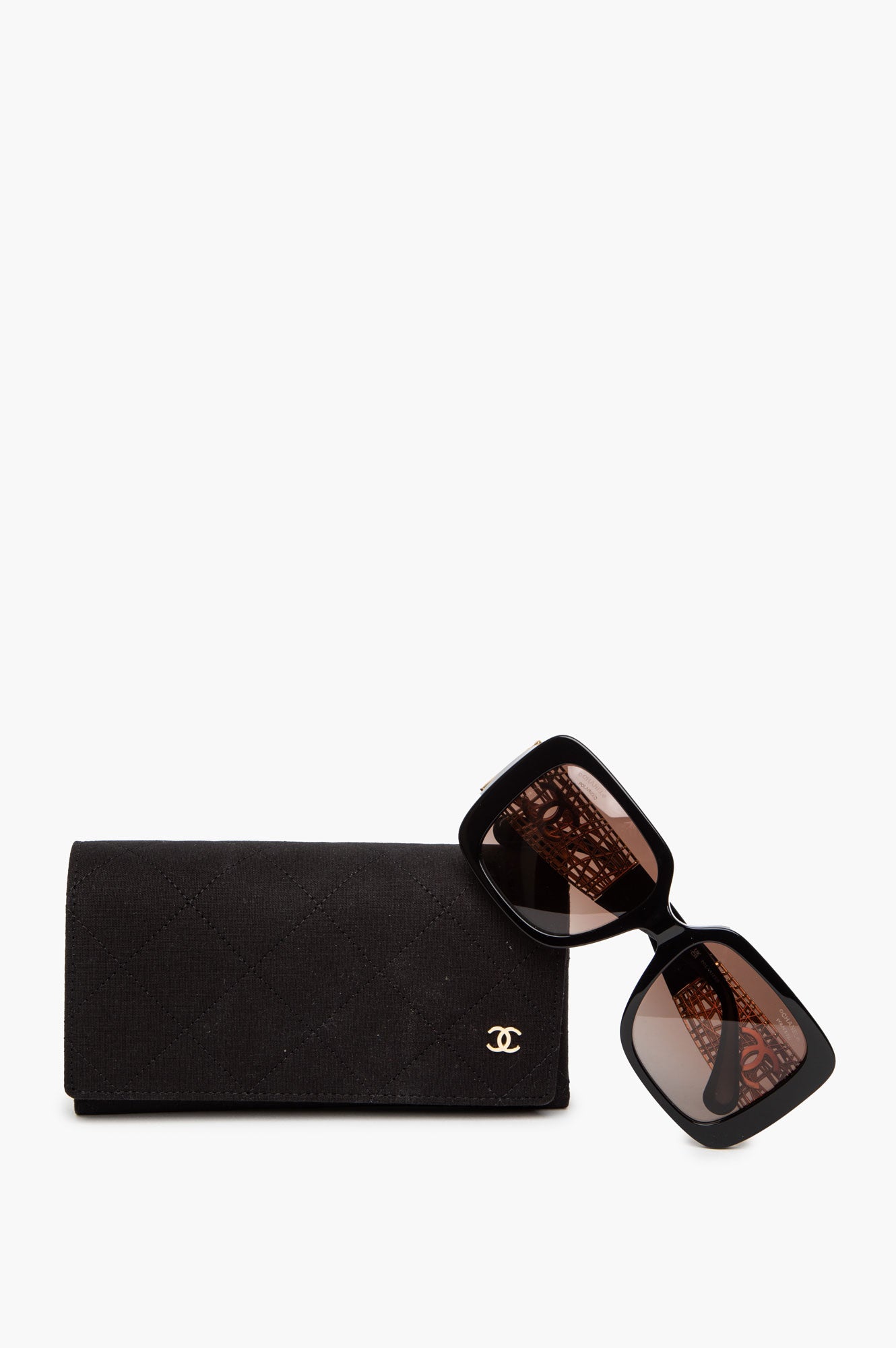 Chanel Polarized Square Gold Metal Sunglasses CH5532