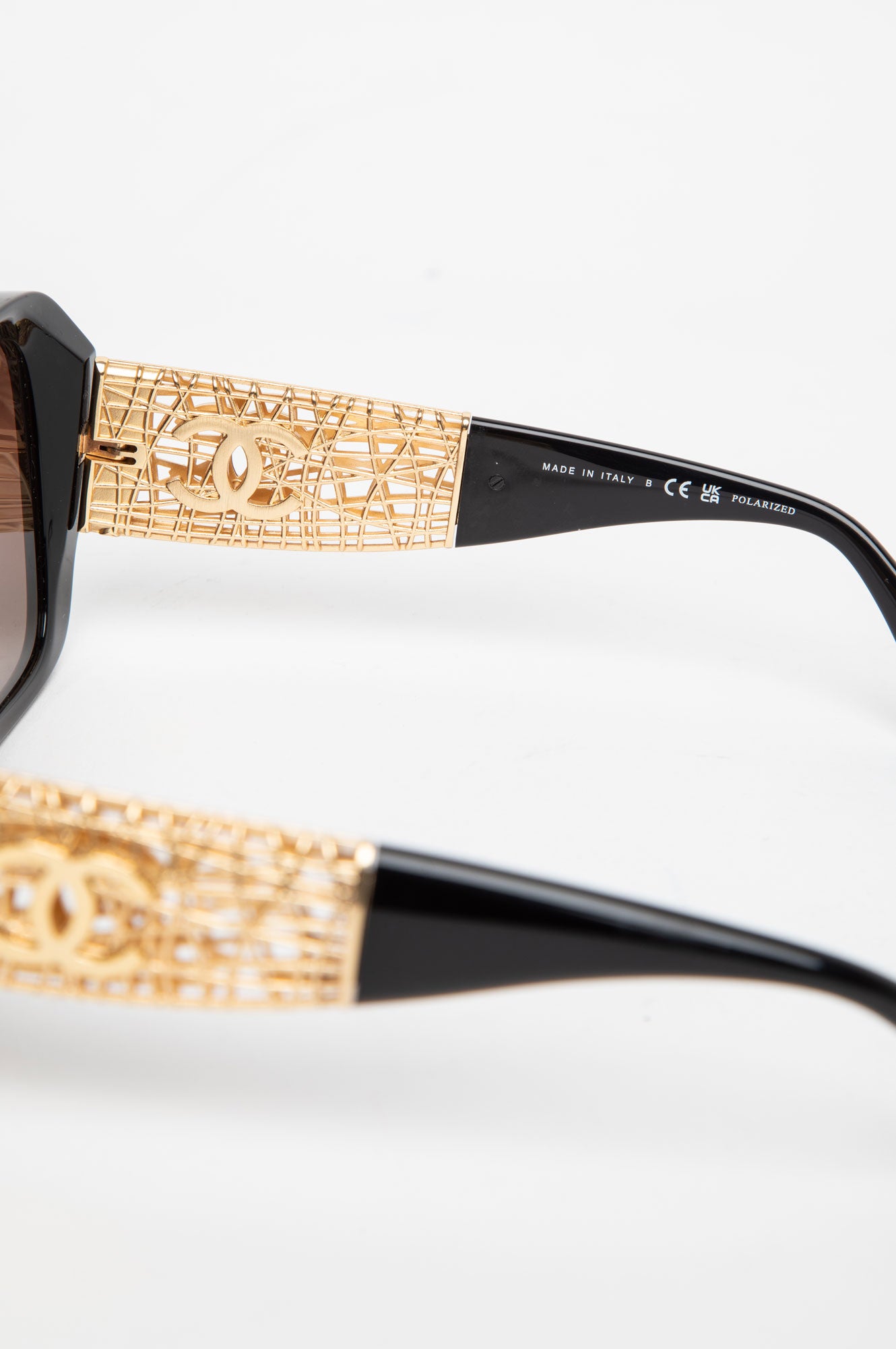 Chanel Polarized Square Gold Metal Sunglasses CH5532