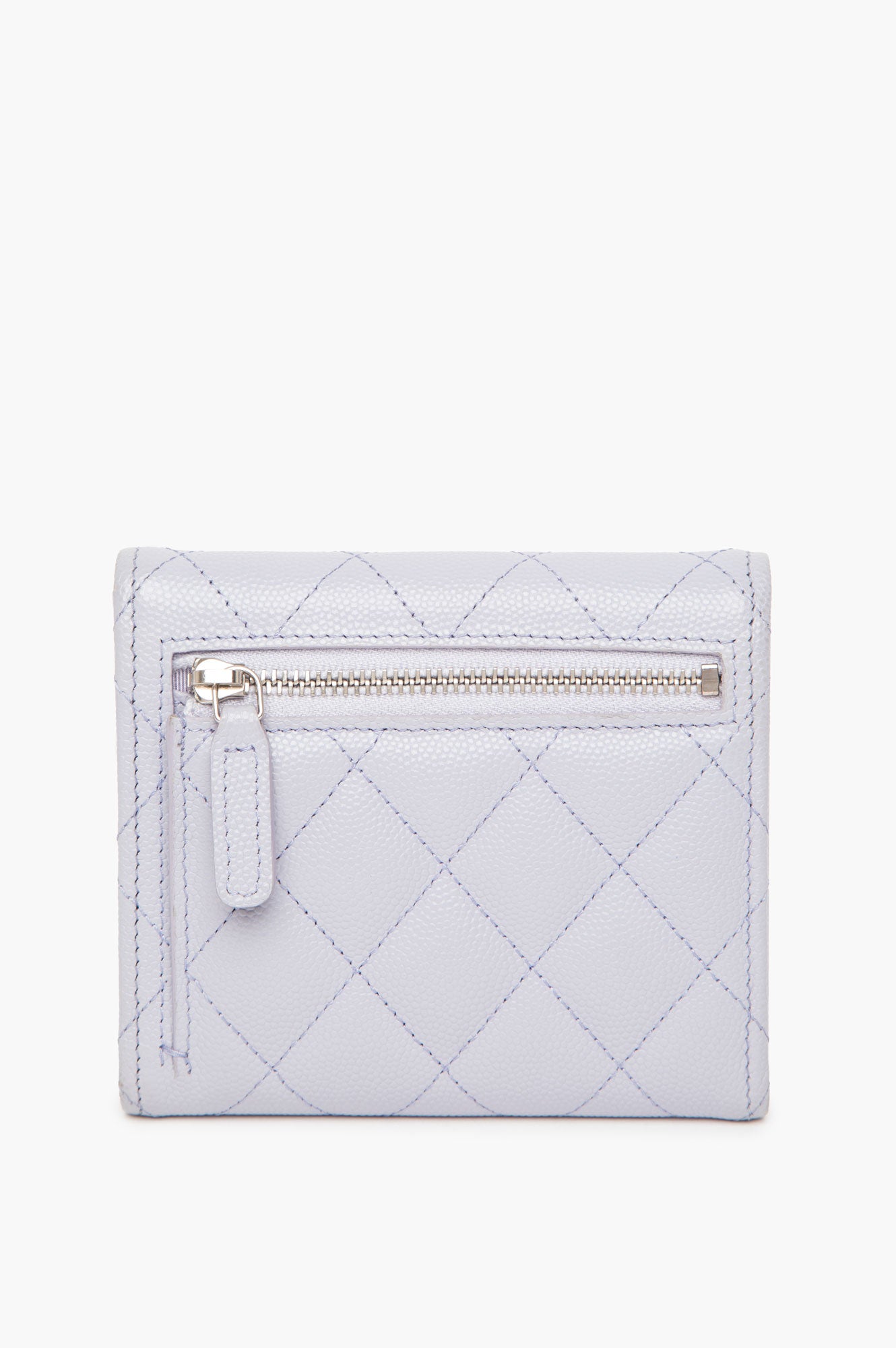 Chanel Light Purple Caviar Quilted Flap Card Holder Wallet