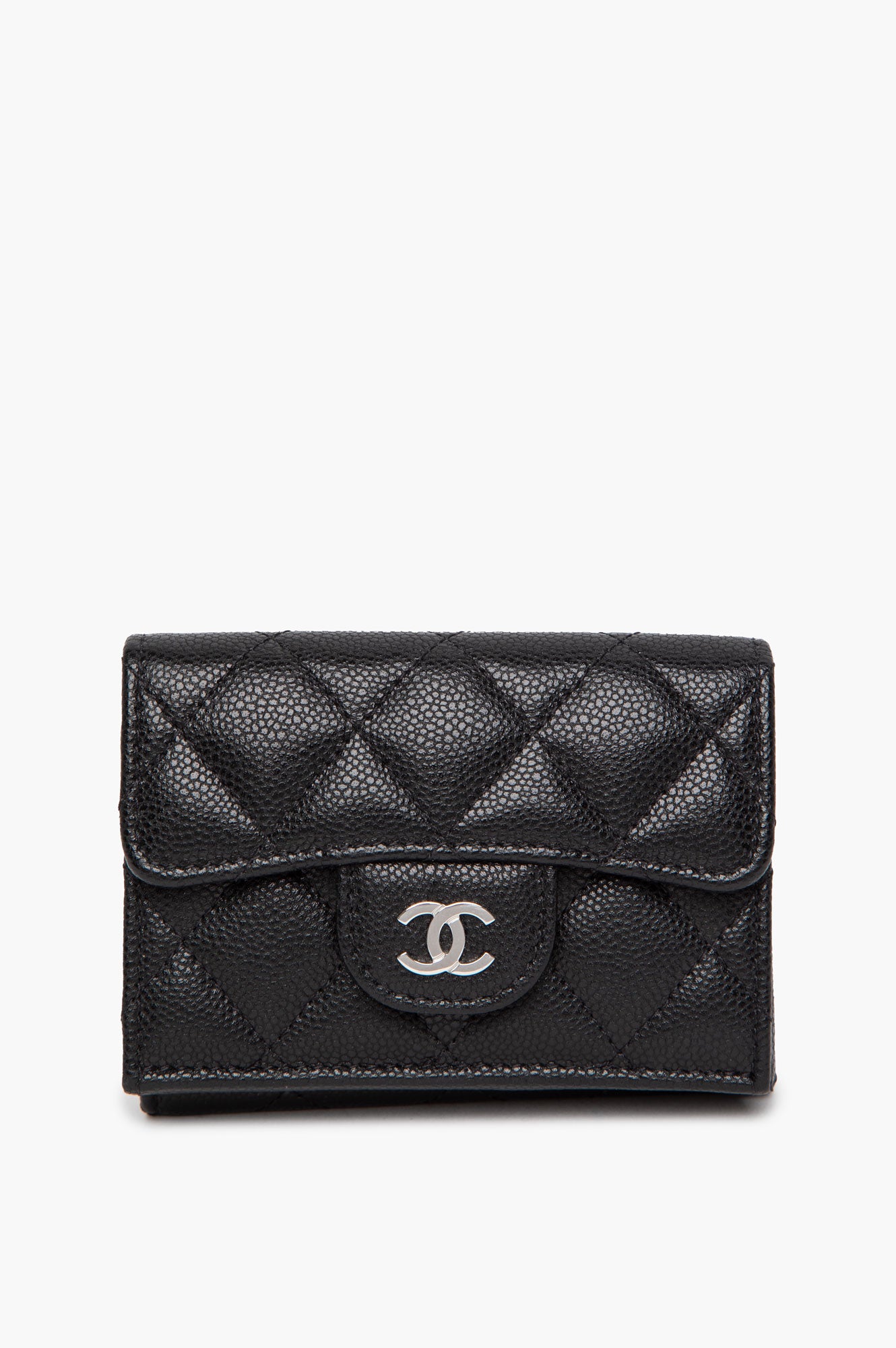 Chanel Small Black Caviar Trifold Flap Wallet