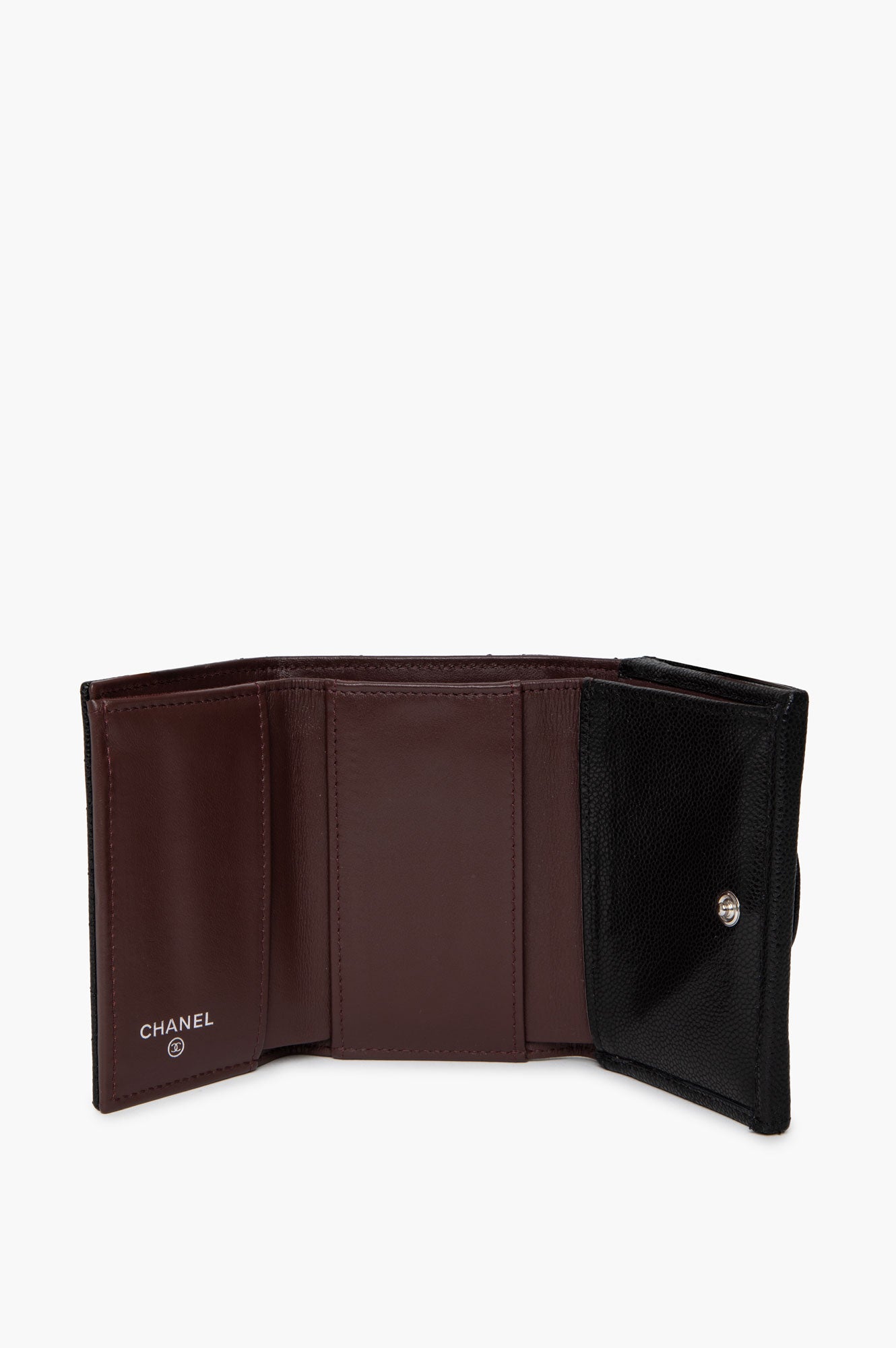 Chanel Small Black Caviar Trifold Flap Wallet