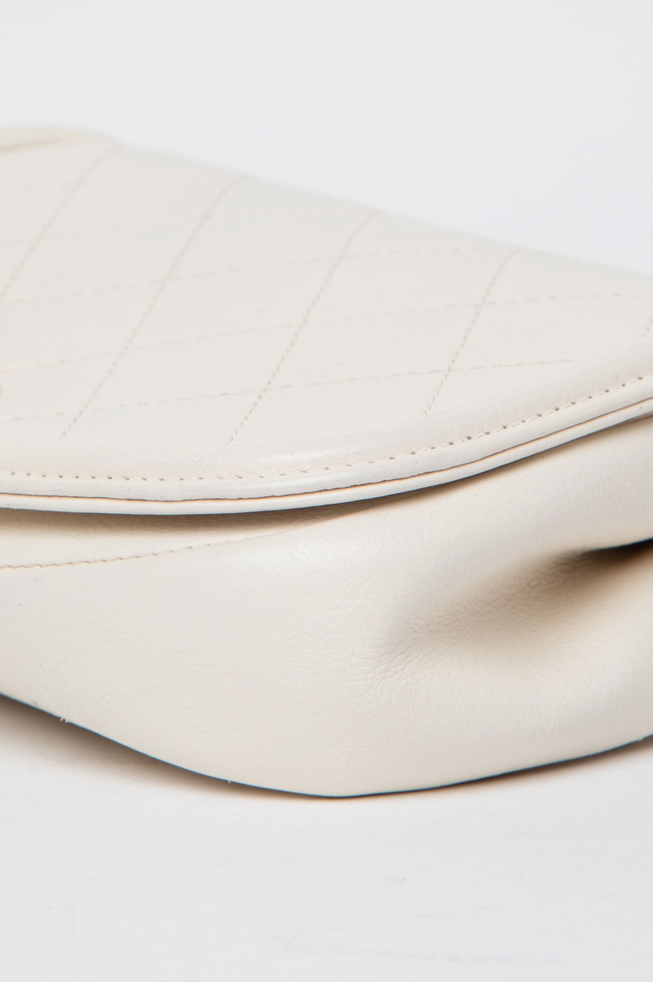 Chanel White Calfskin Underline Saddle Flap Bag