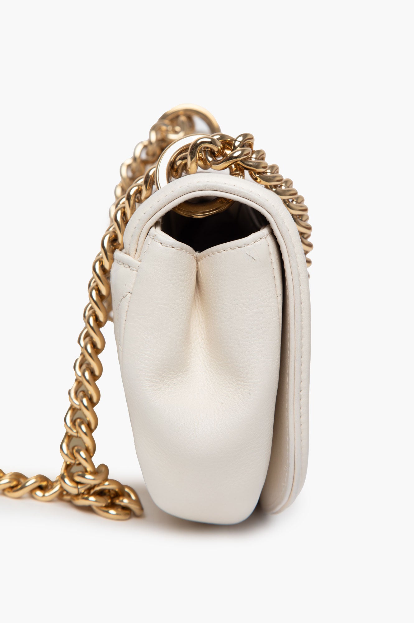 Chanel White Calfskin Underline Saddle Flap Bag