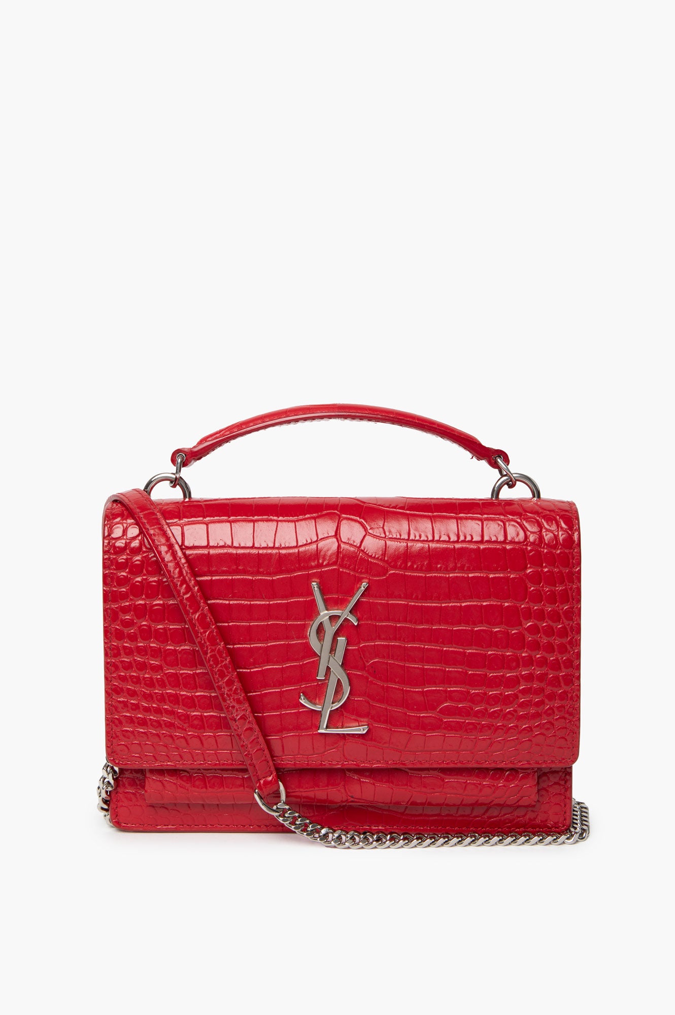Saint Laurent Red Embossed Sunset in Small