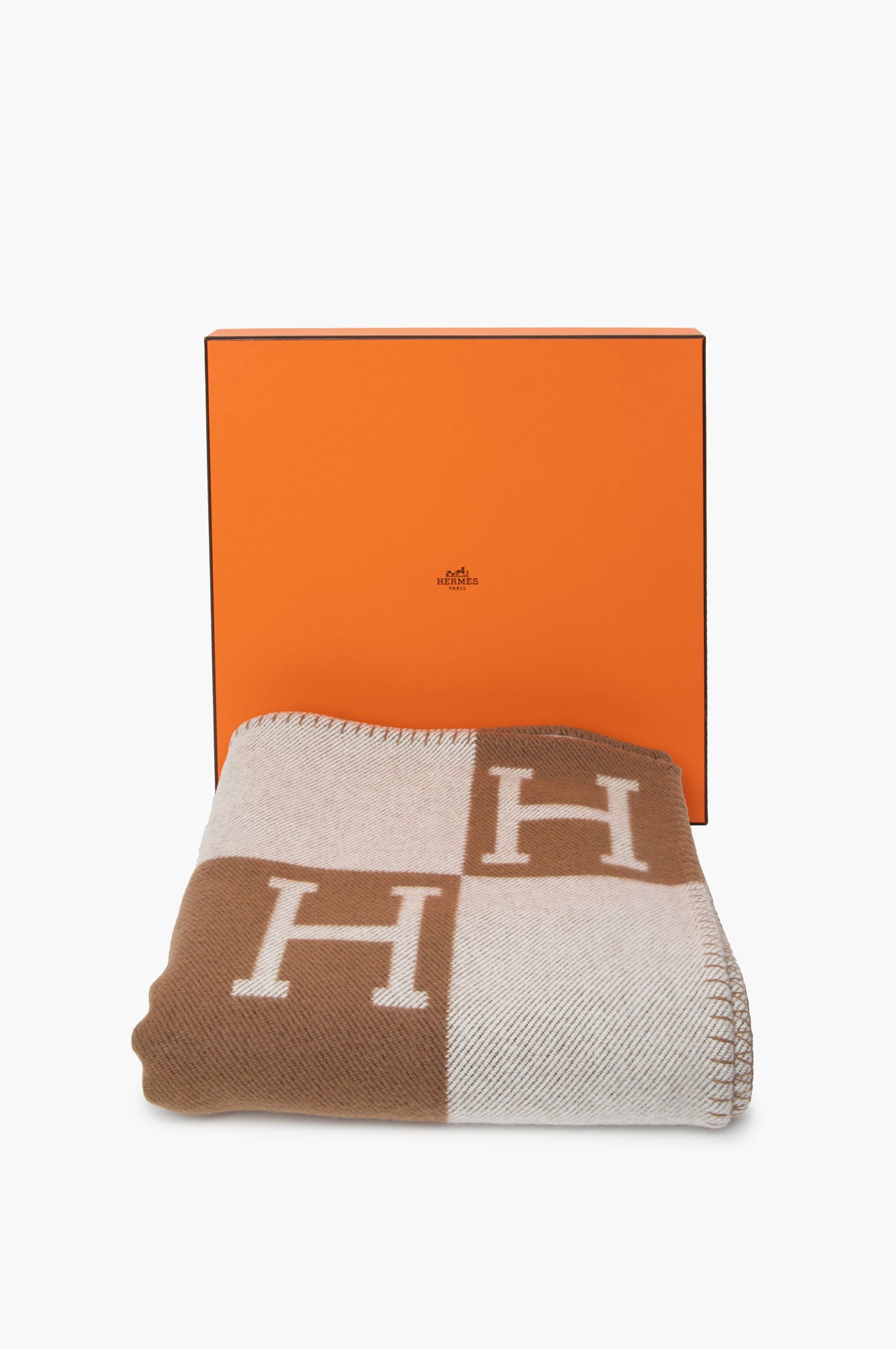 Hermès Ecru/Camel Avalon Throw Blanket