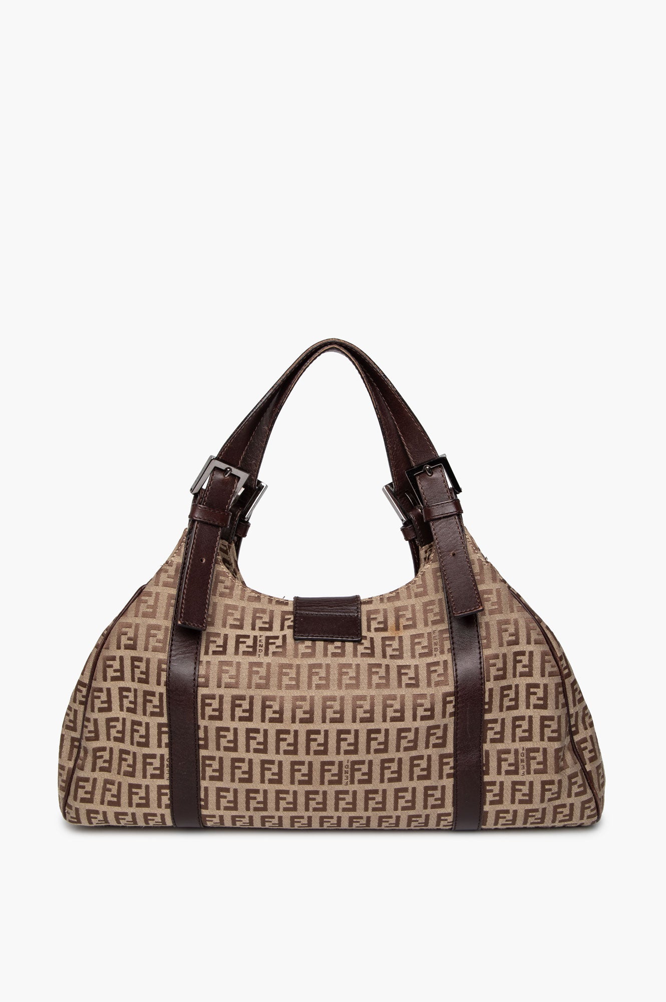 Fendi Zucchino Brown Canvas Shoulder Bag